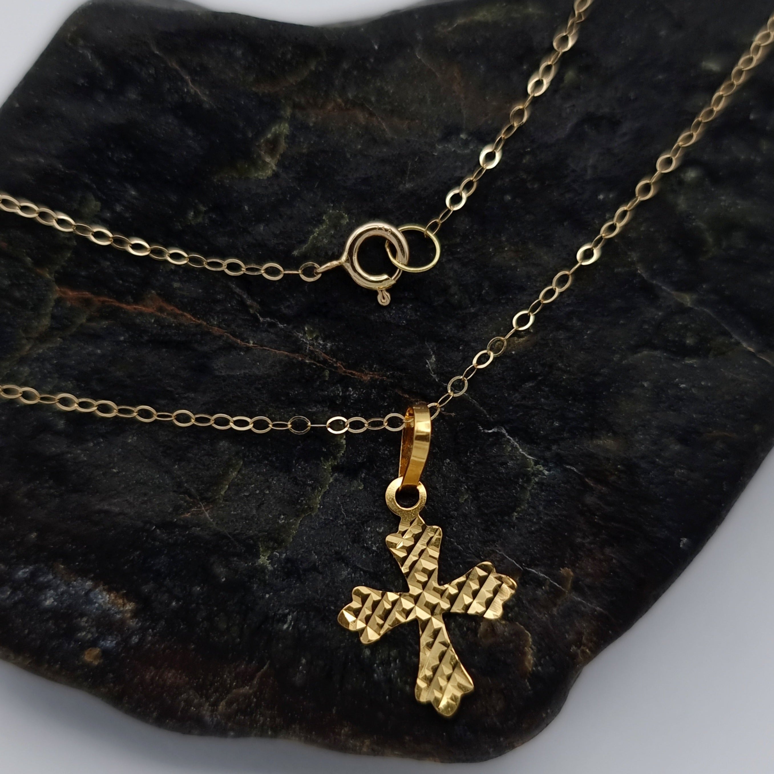 18K Pure Gold Cross Necklace