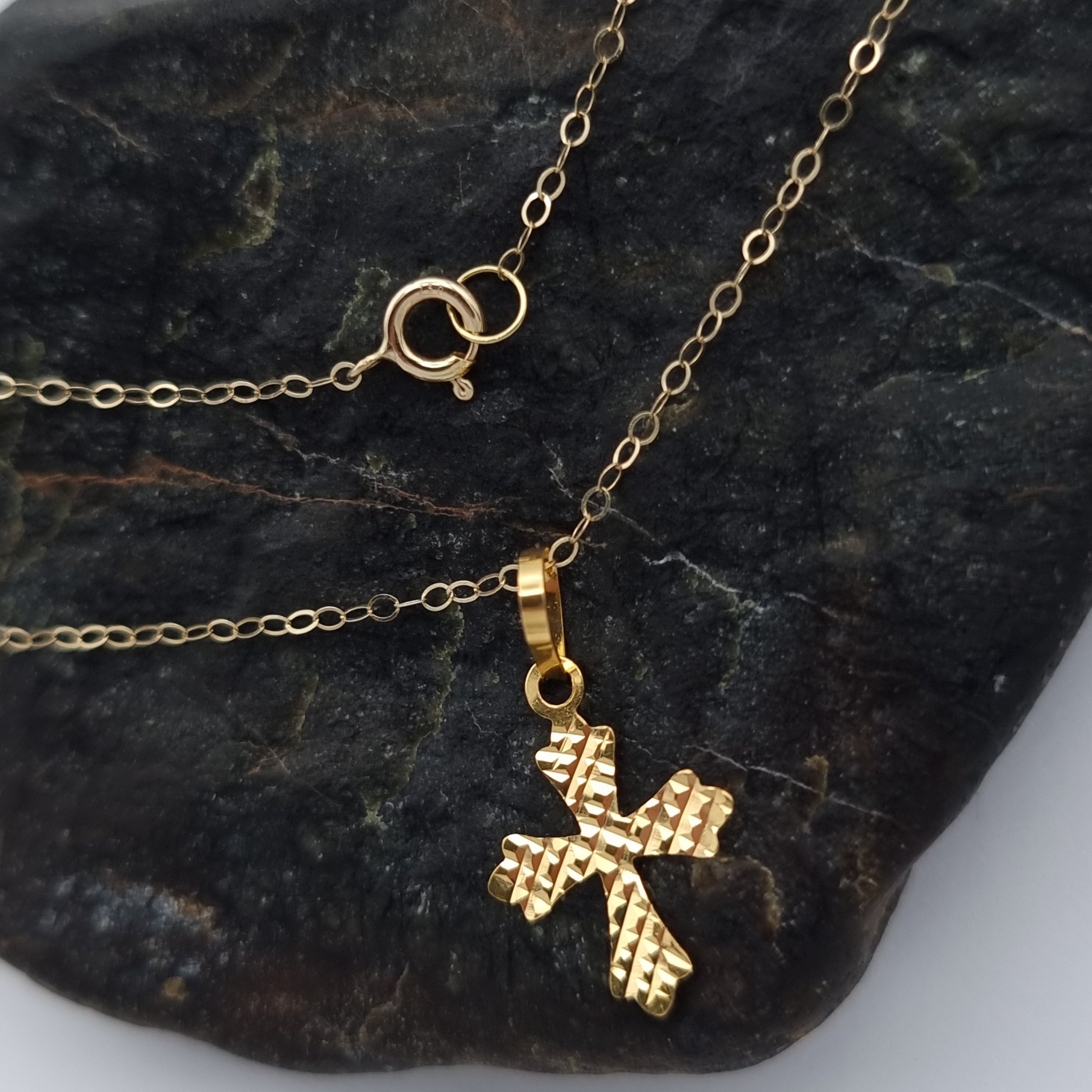 18K Pure Gold Cross Necklace