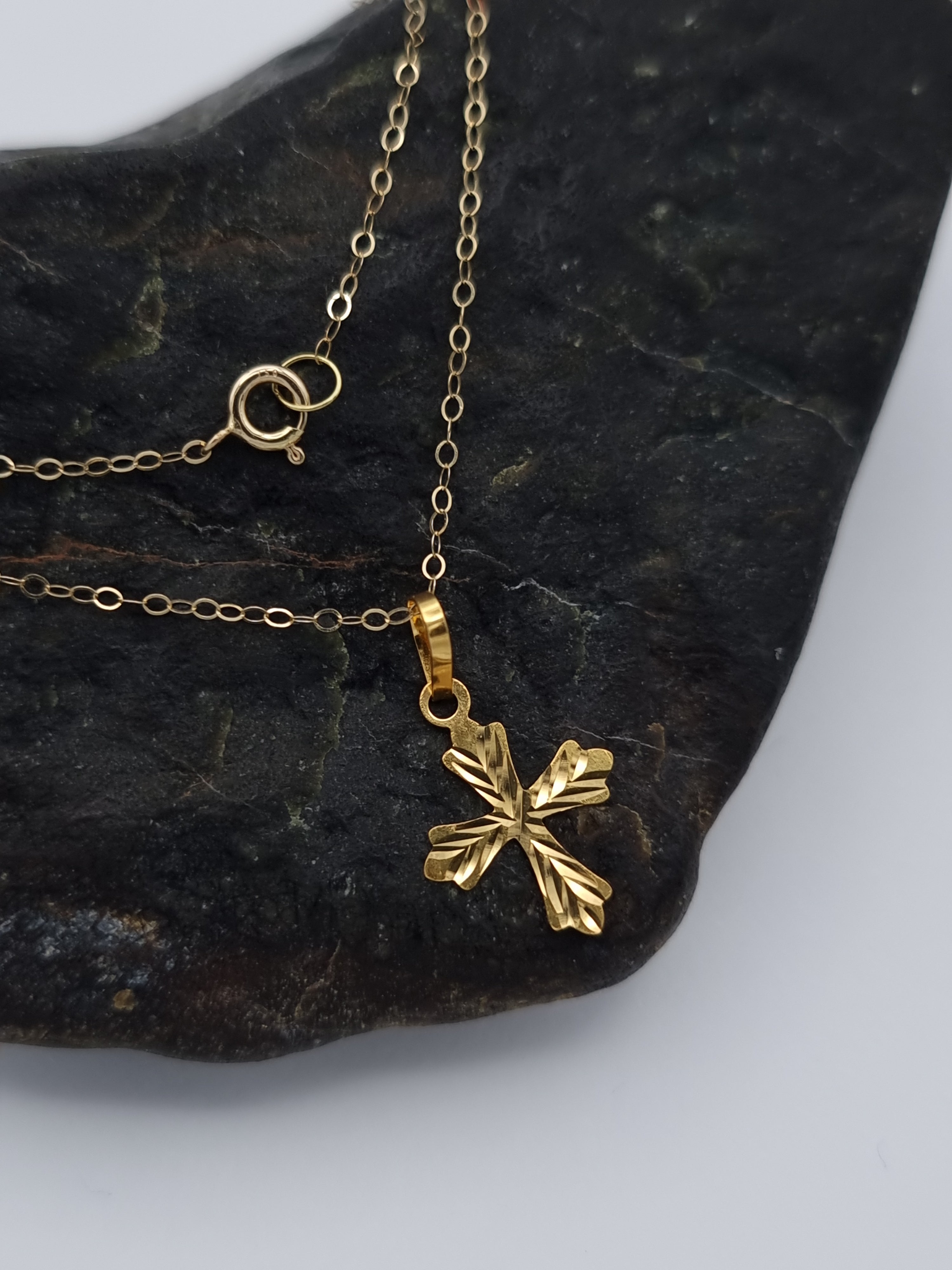 18K Pure Gold Cross Necklace