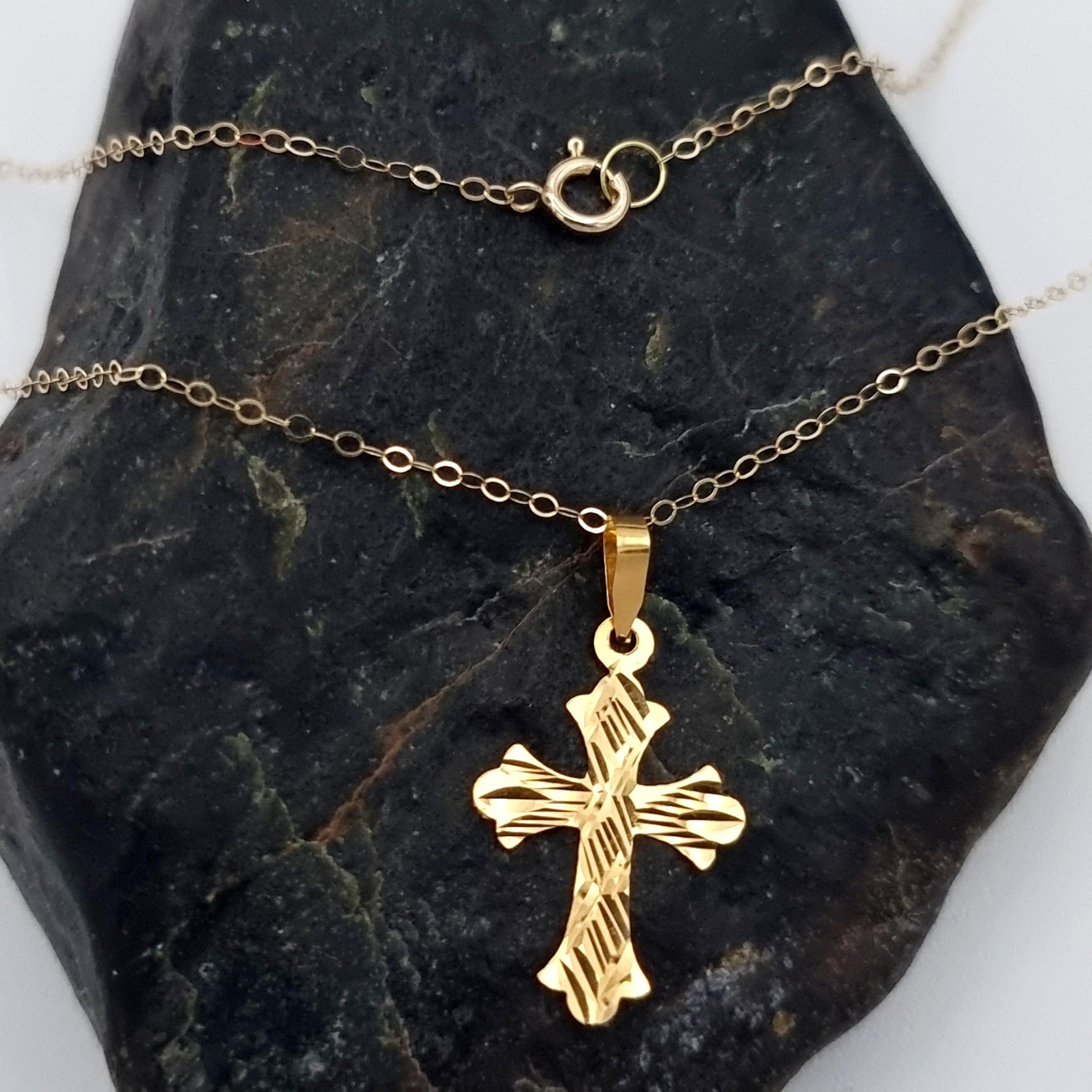 18K Pure Gold Cross Necklace