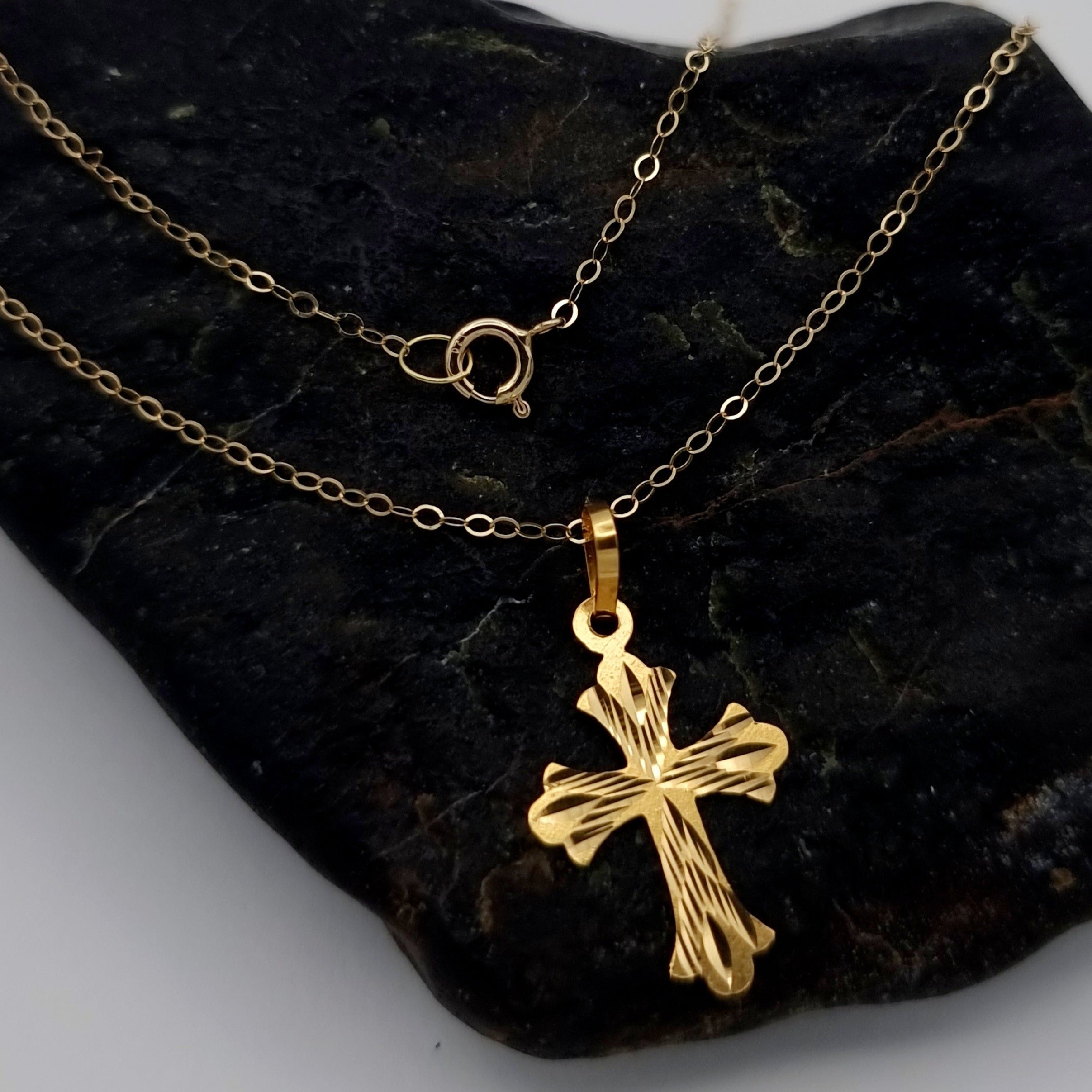 18K Pure Gold Cross Necklace