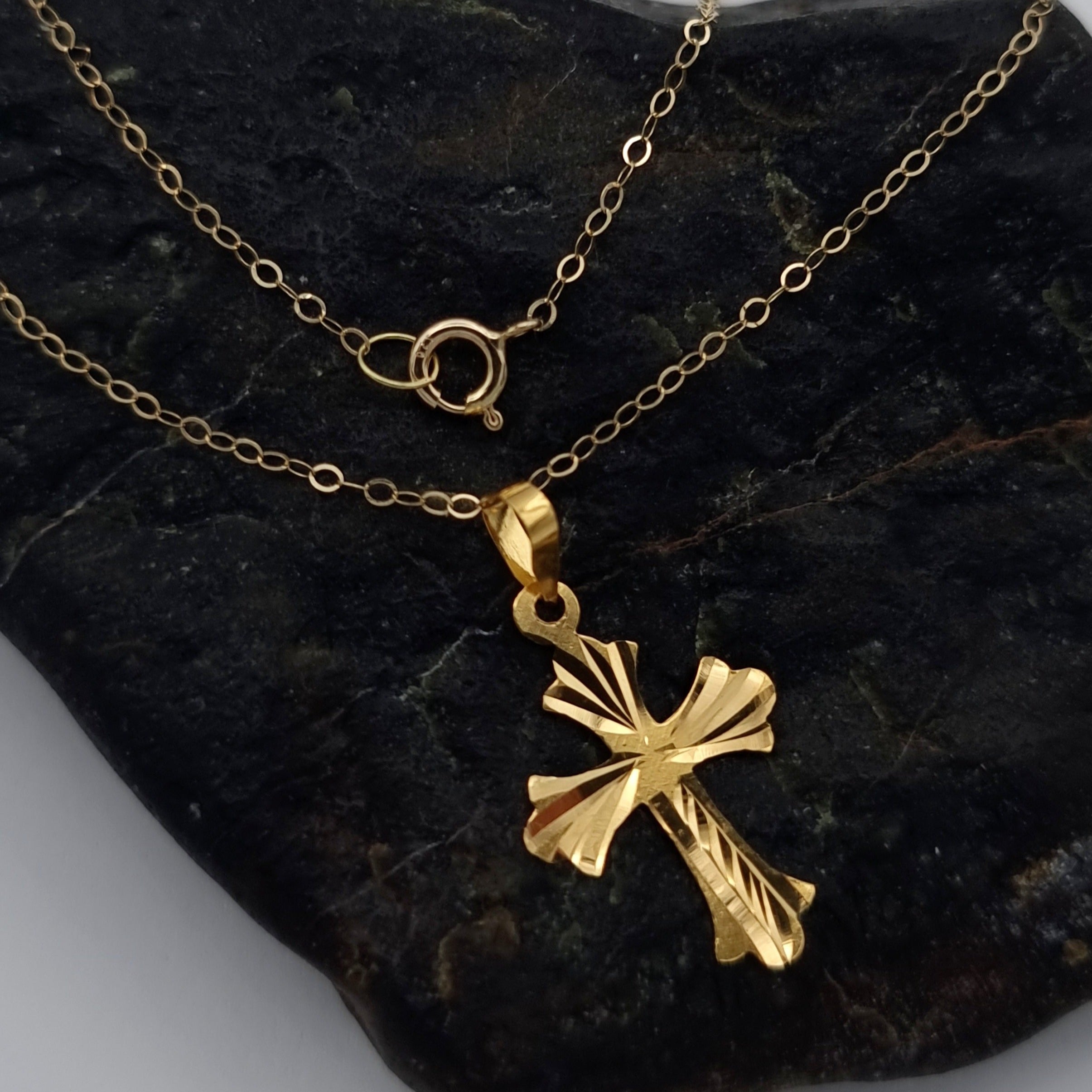 18K Pure Gold Cross Necklace