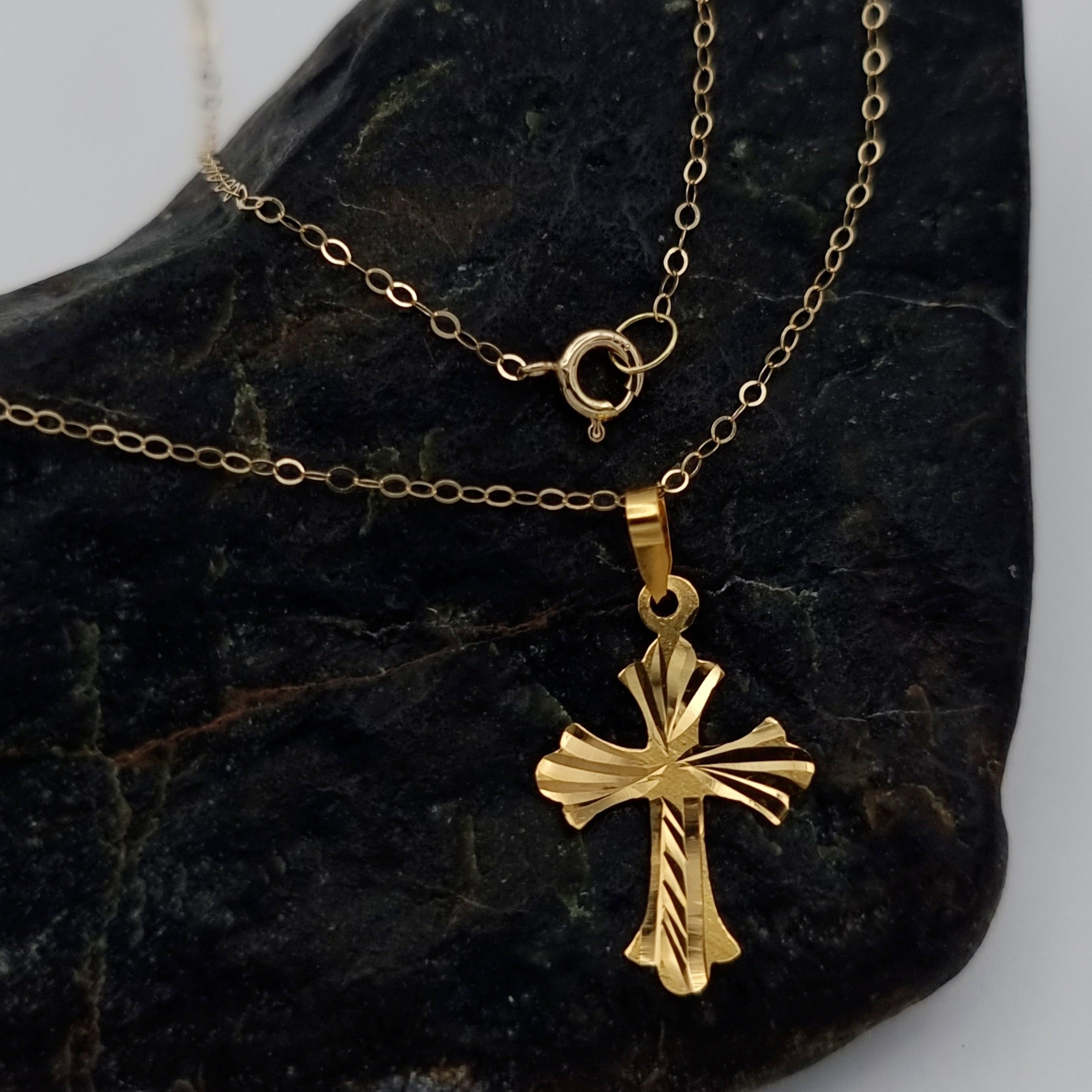 18K Pure Gold Cross Necklace