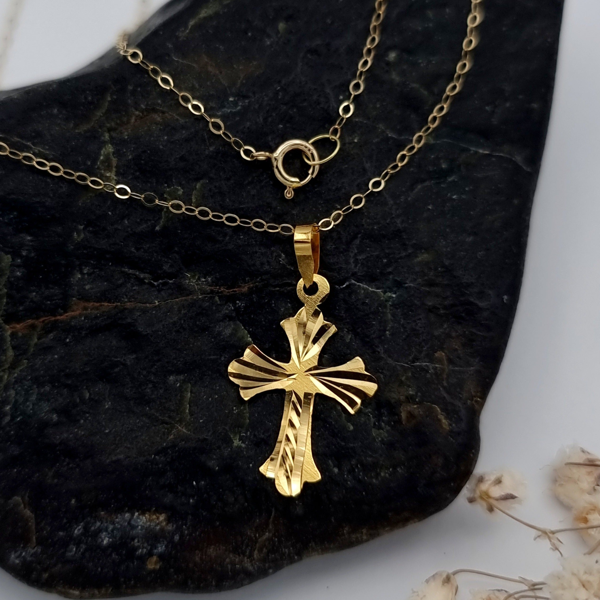 18K Pure Gold Cross Necklace