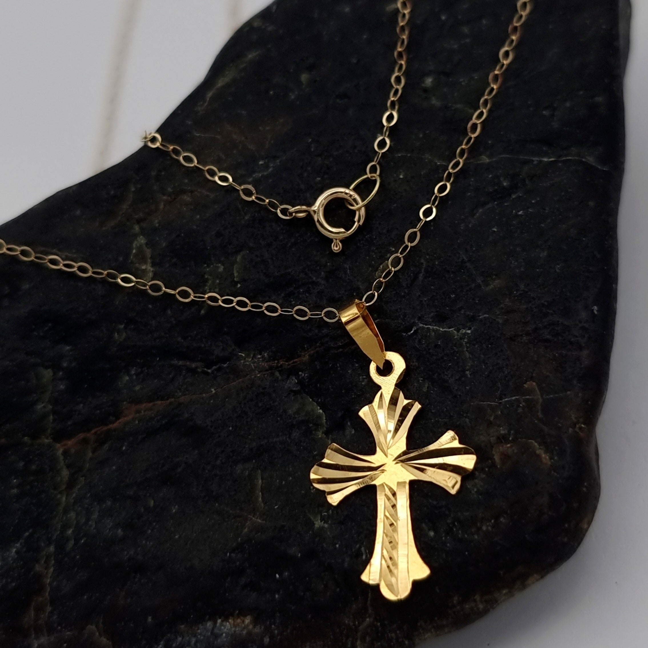 18K Pure Gold Cross Necklace