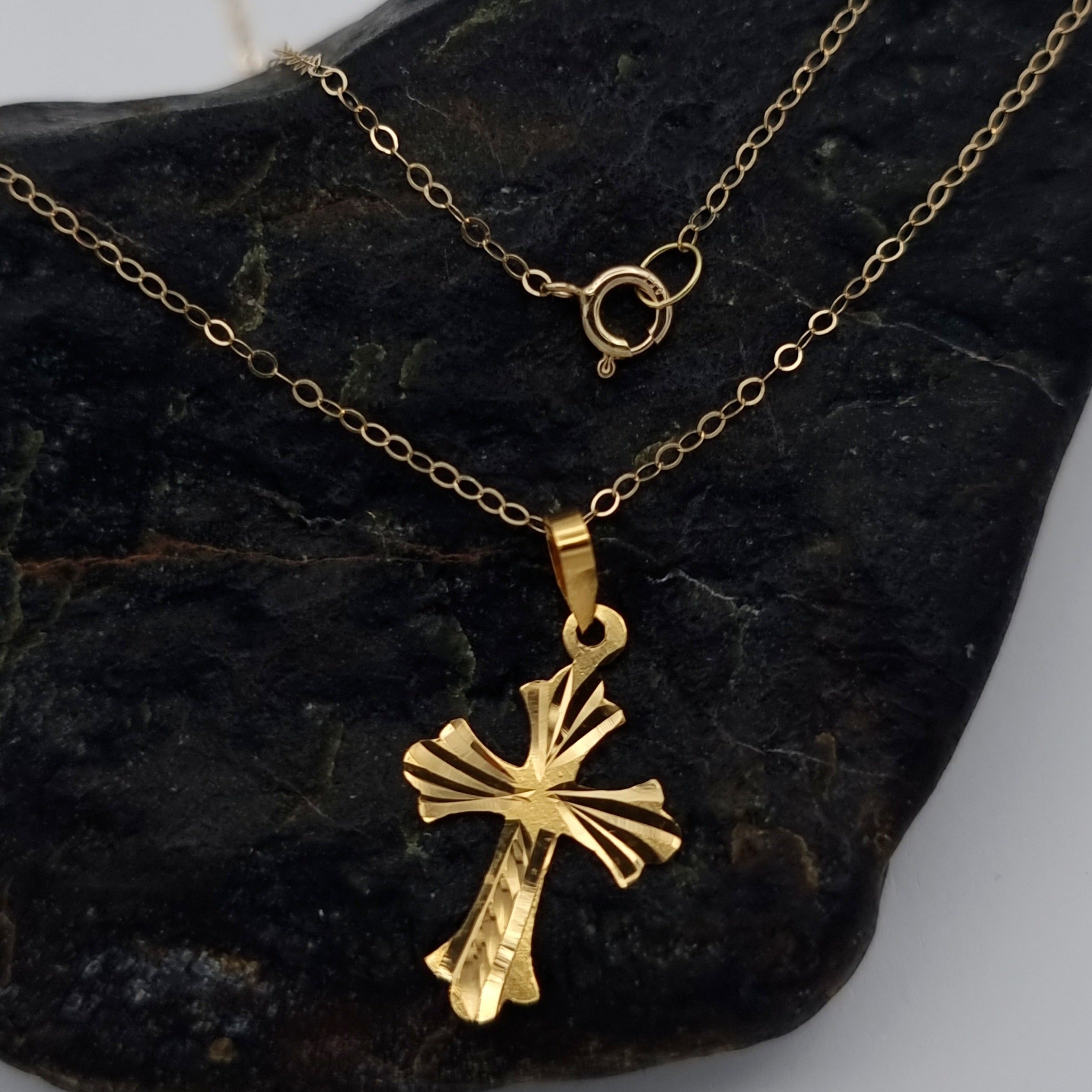 18K Pure Gold Cross Necklace