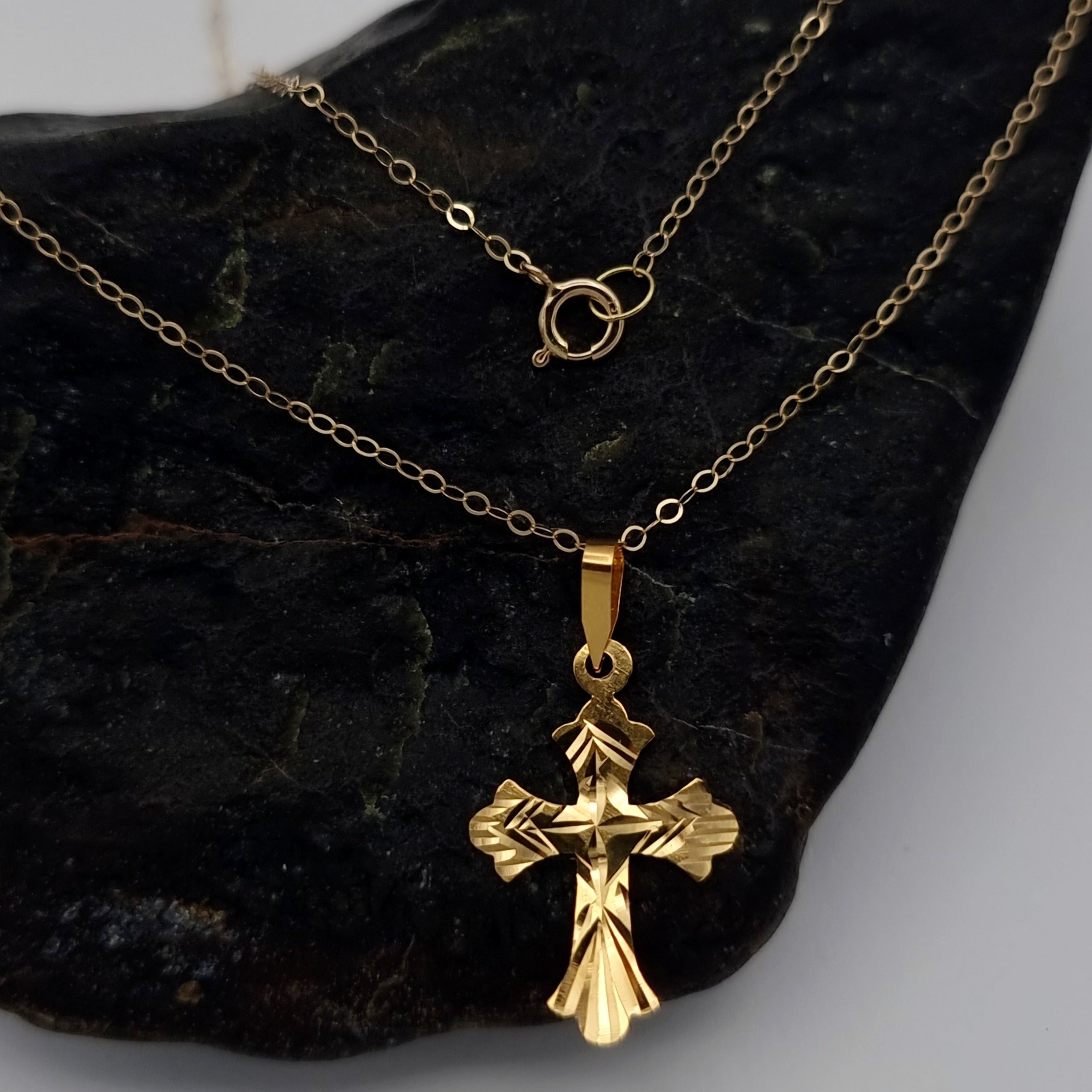 18K Pure Gold Cross Necklace