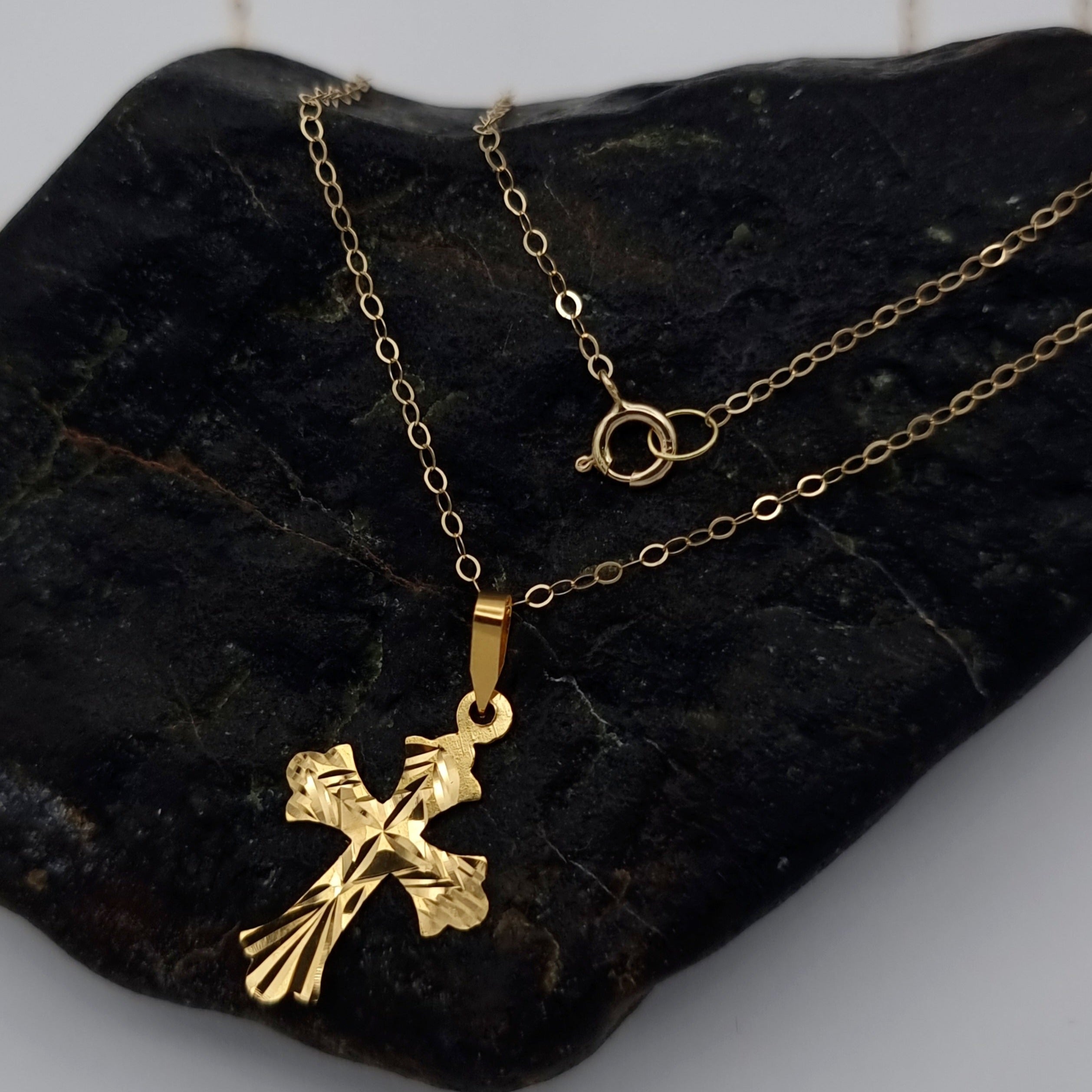 18K Pure Gold Cross Necklace