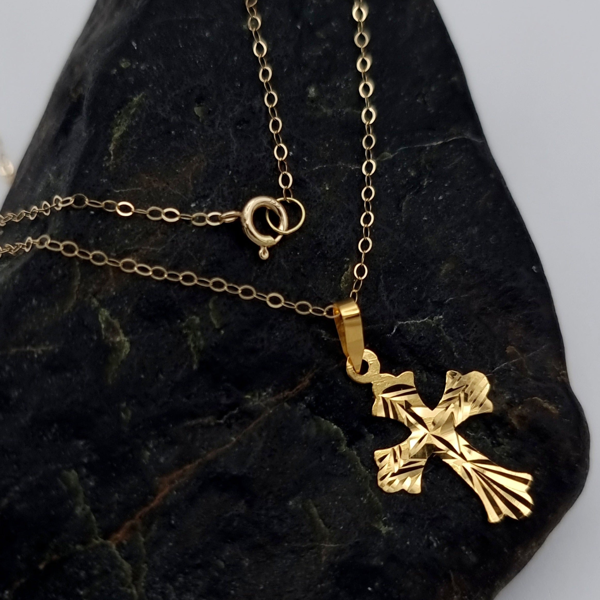 18K Pure Gold Cross Necklace