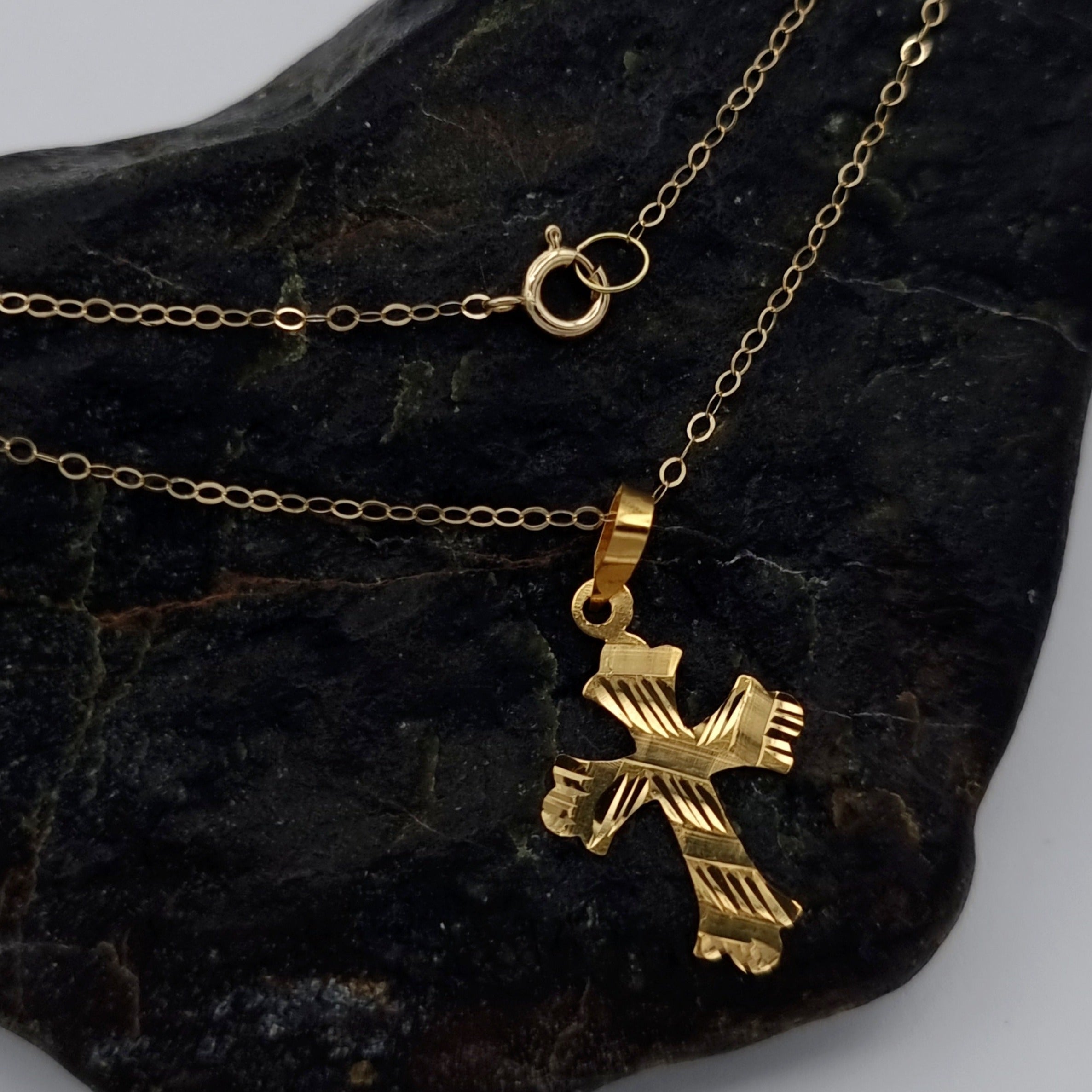 18K Pure Gold Cross Necklace