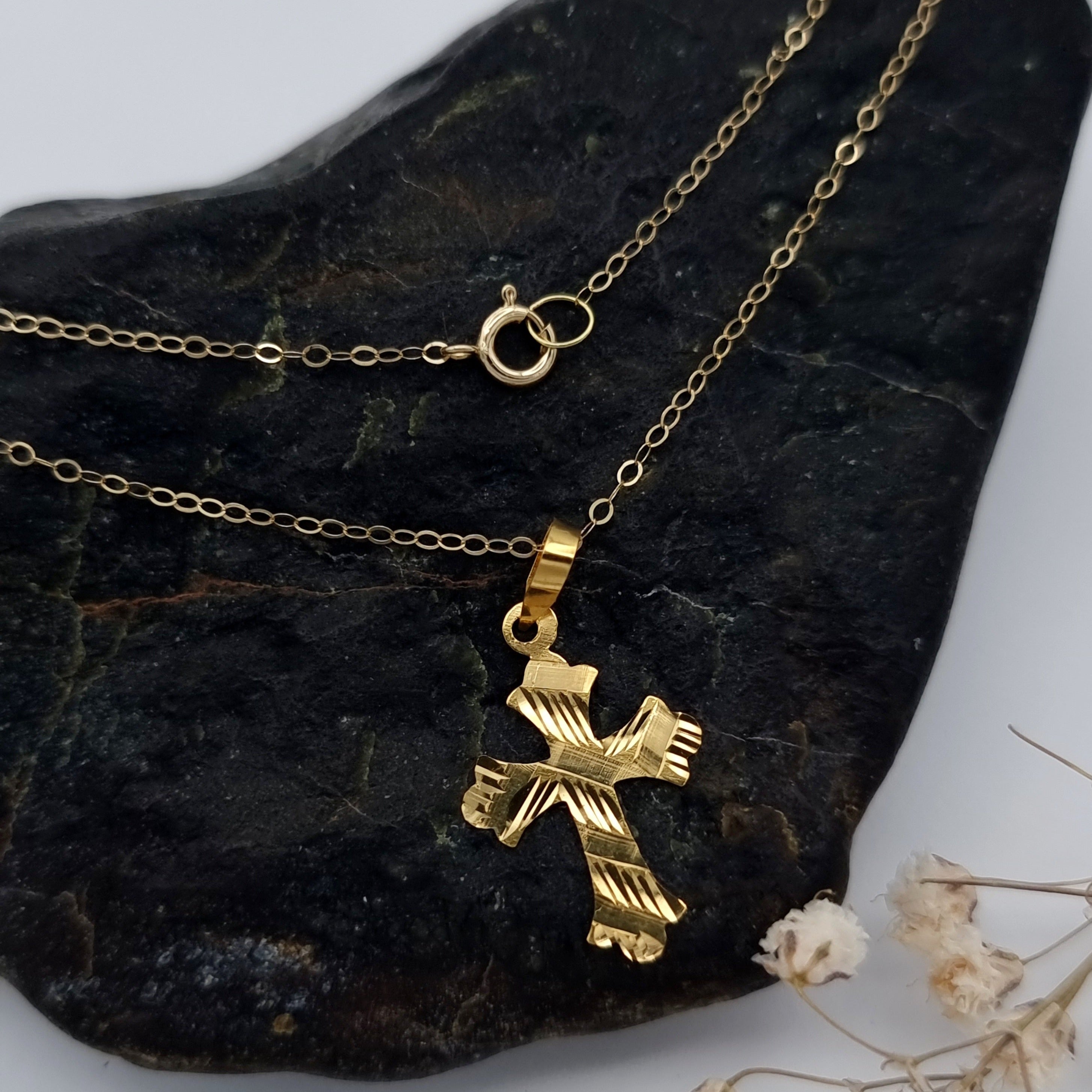 18K Pure Gold Cross Necklace