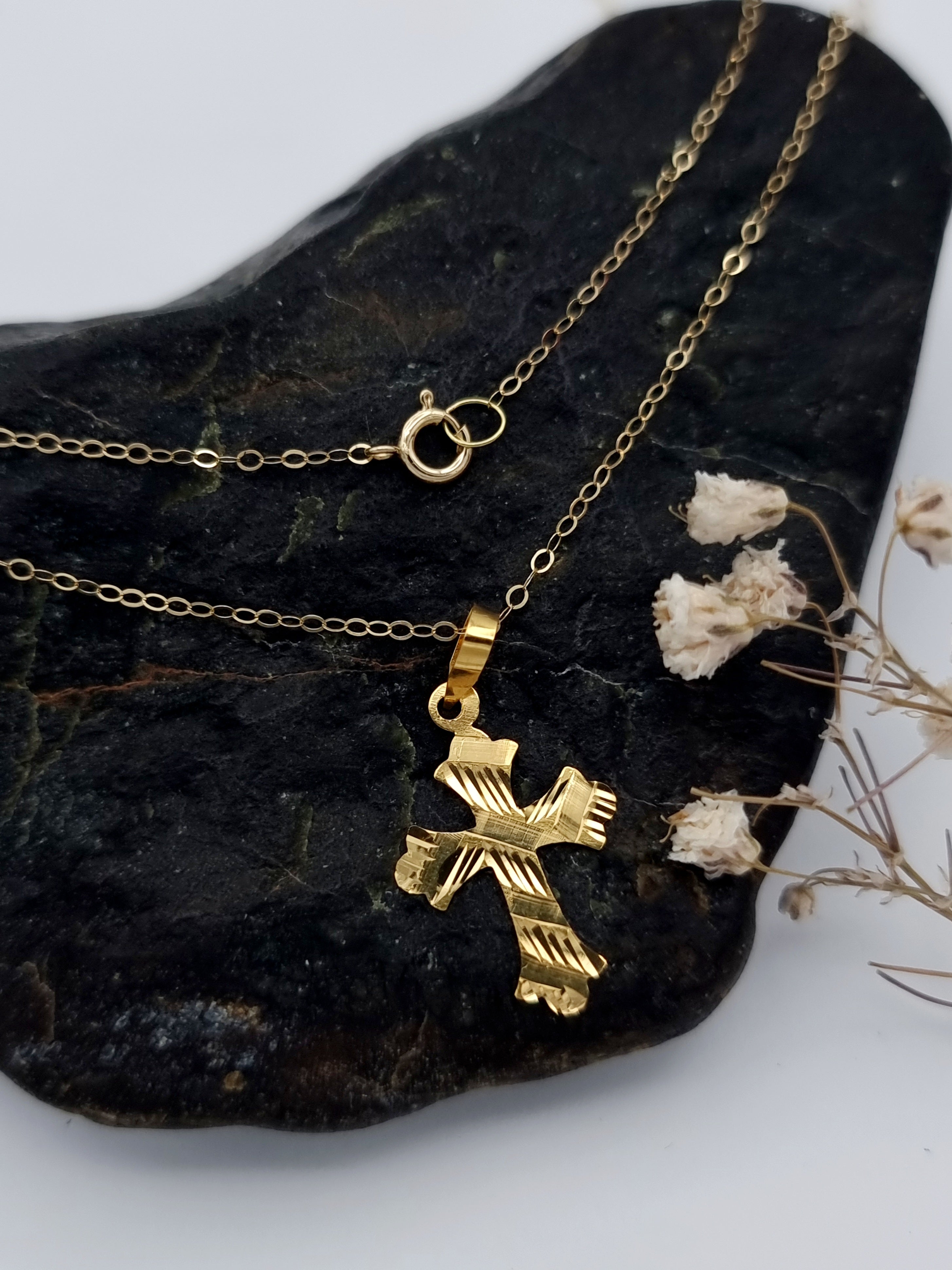 18K Pure Gold Cross Necklace