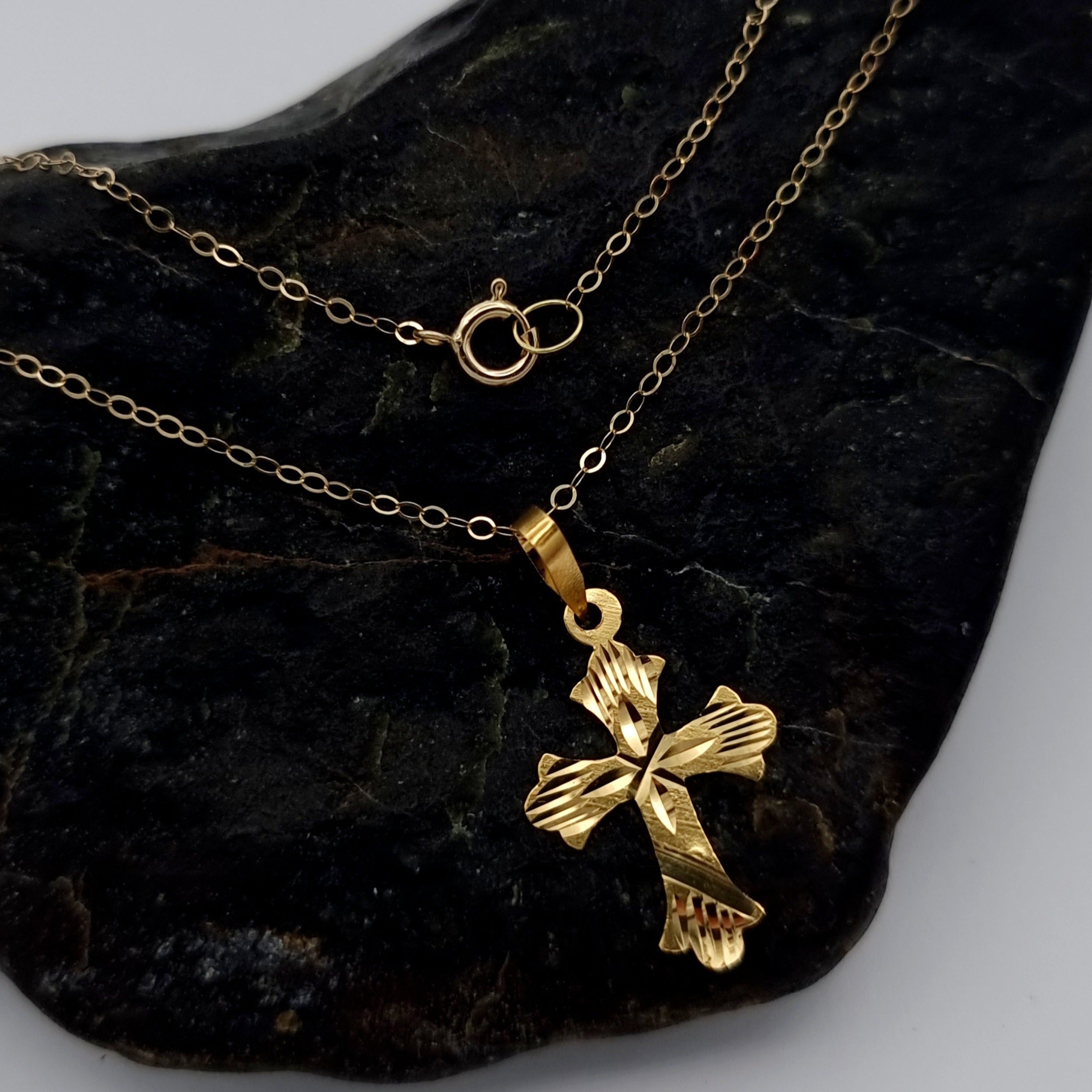 18K Pure Gold Cross Necklace