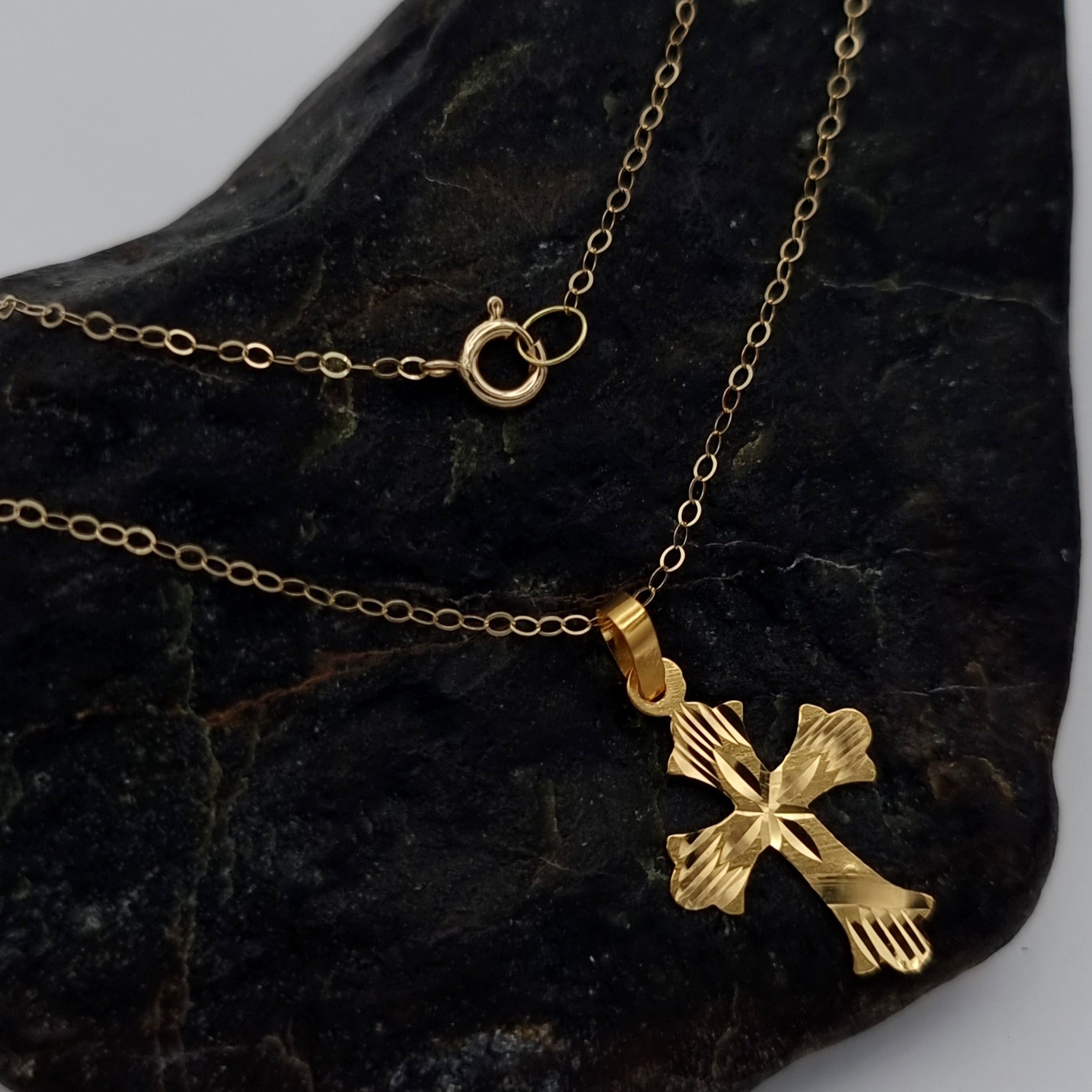 18K Pure Gold Cross Necklace