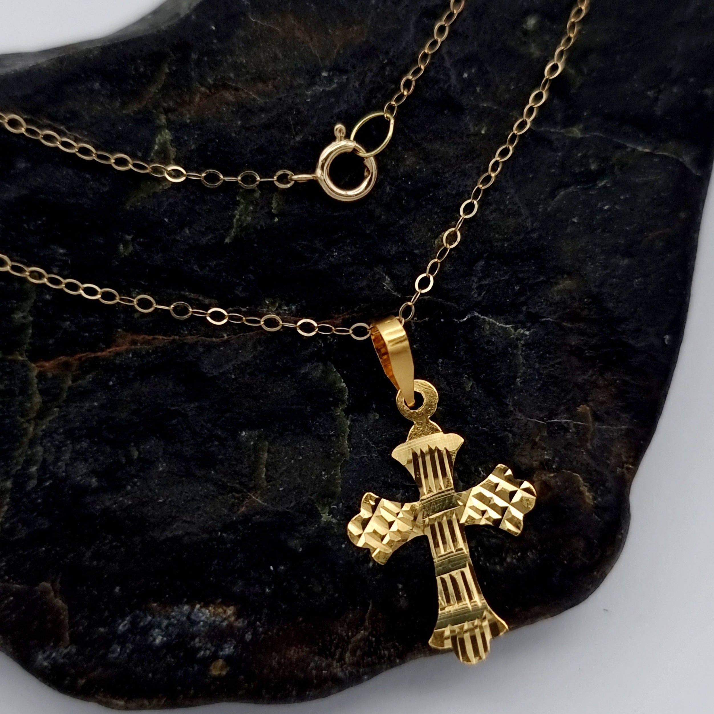 18K Pure Gold Cross Necklace