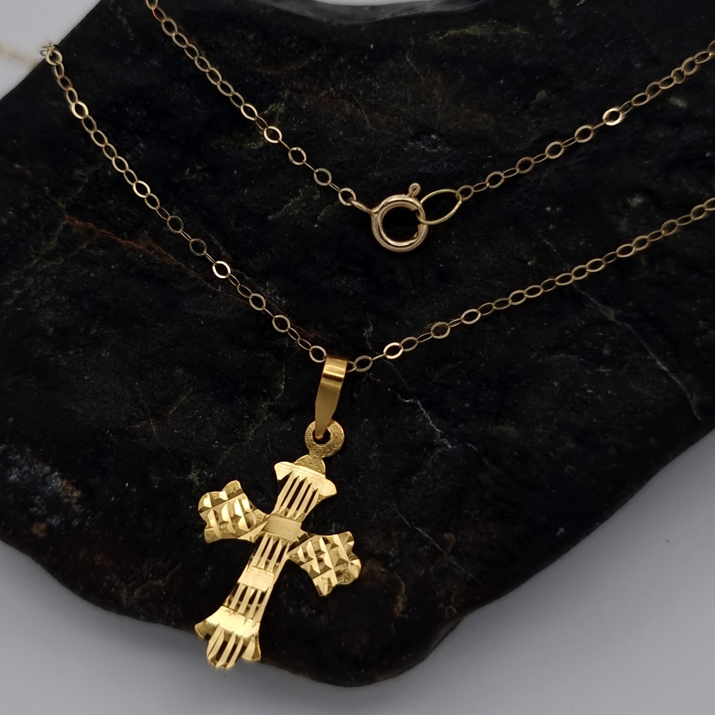 18K Pure Gold Cross Necklace