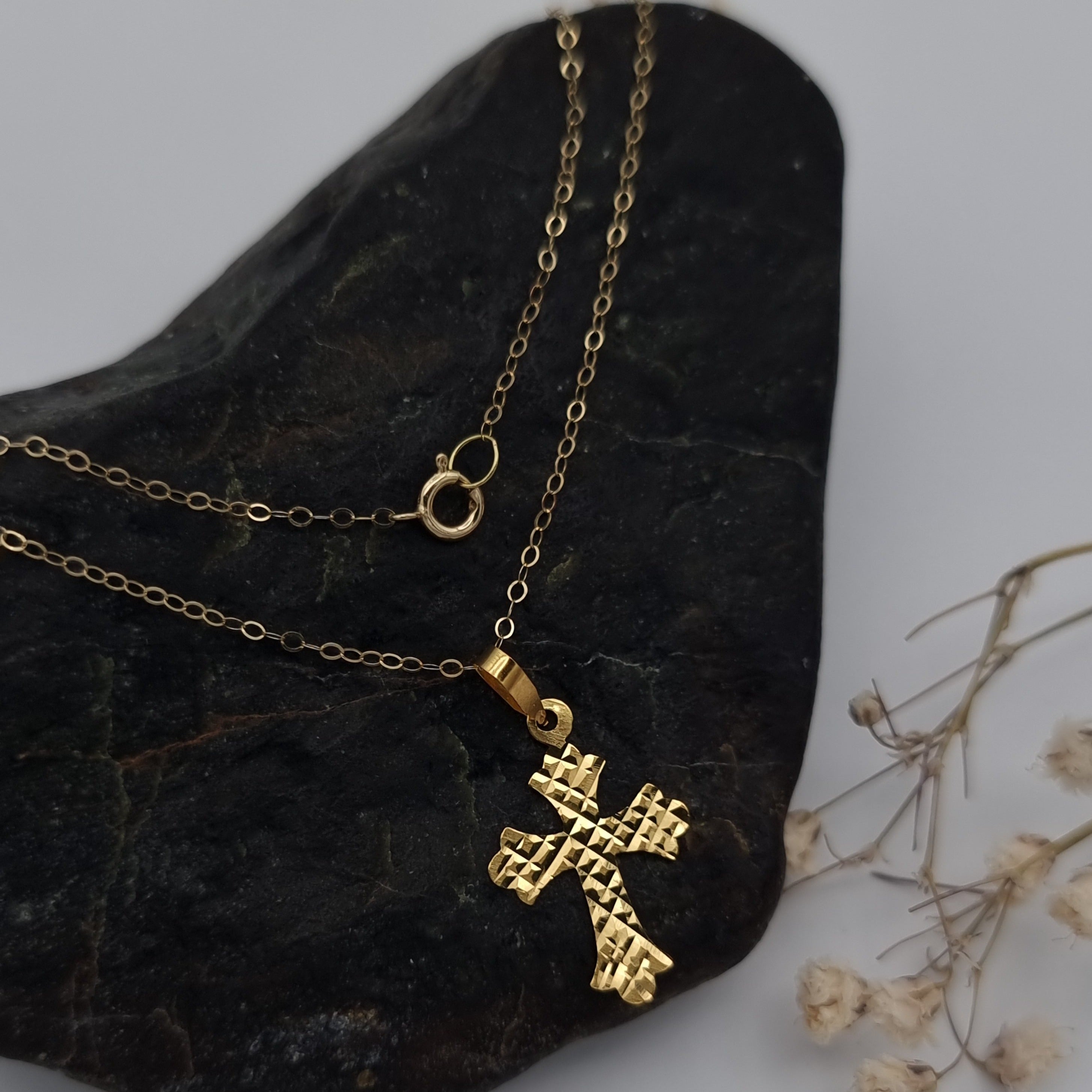 18K Pure Gold Cross Necklace