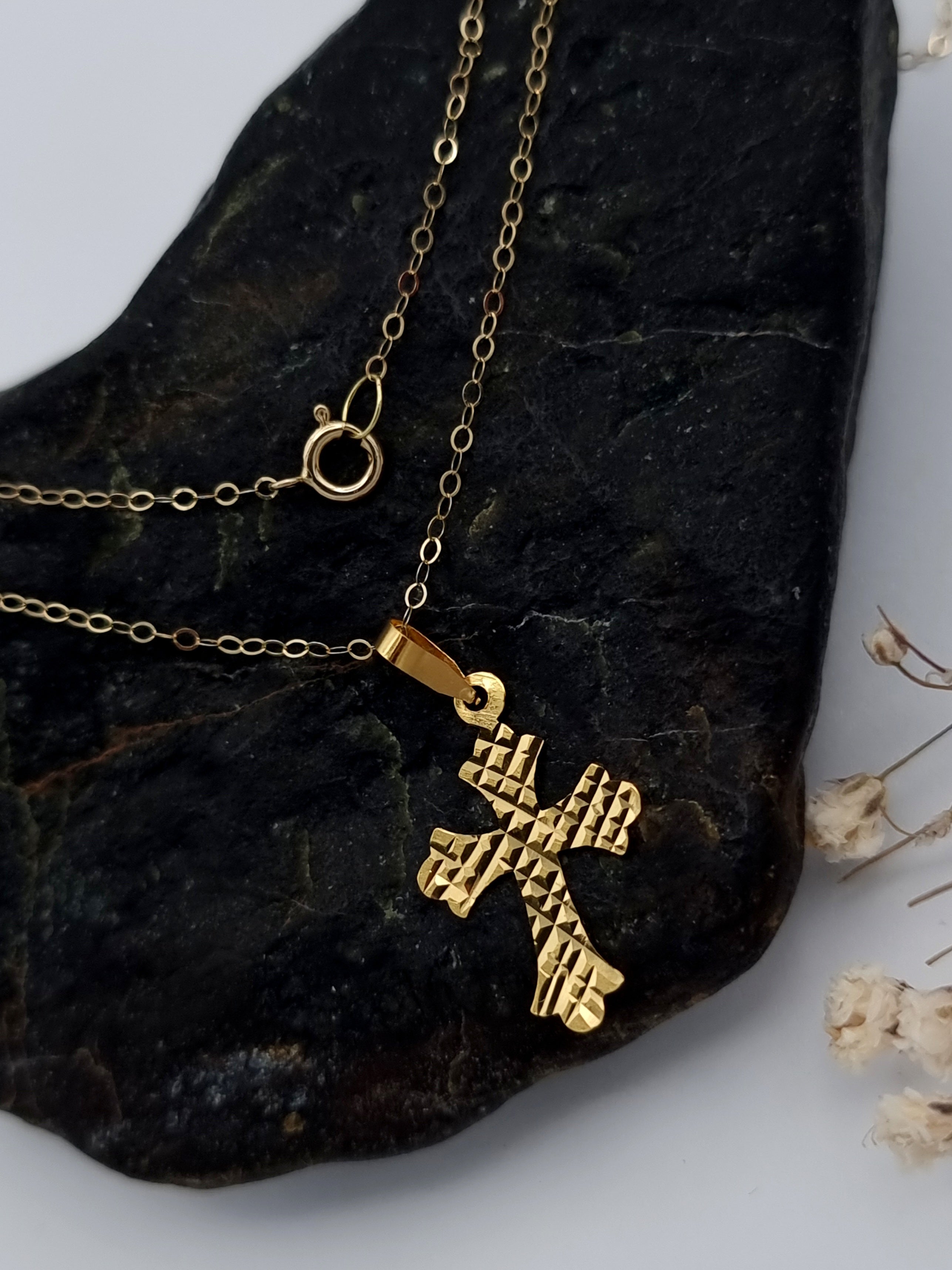 18K Pure Gold Cross Necklace