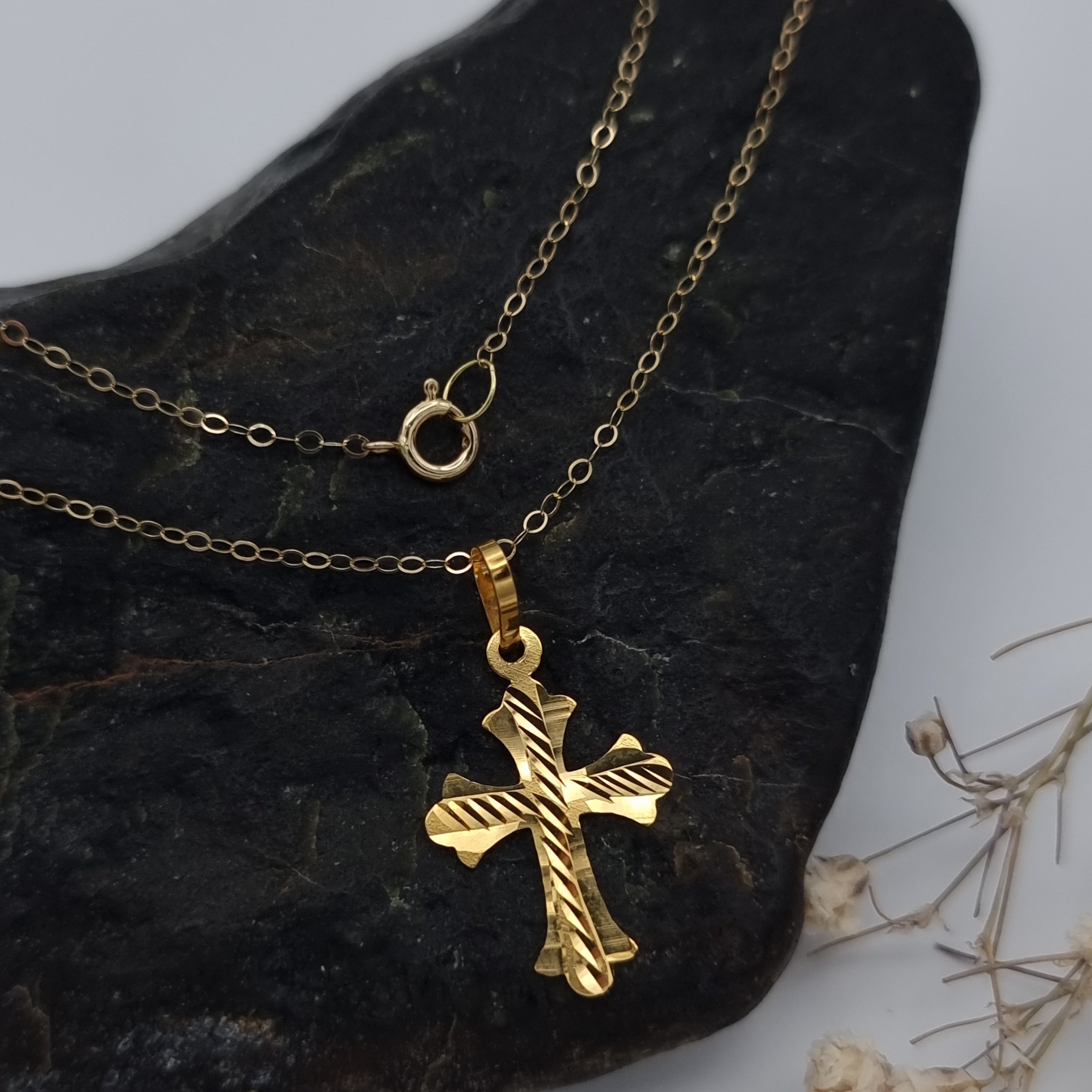 18K Pure Gold Cross Necklace