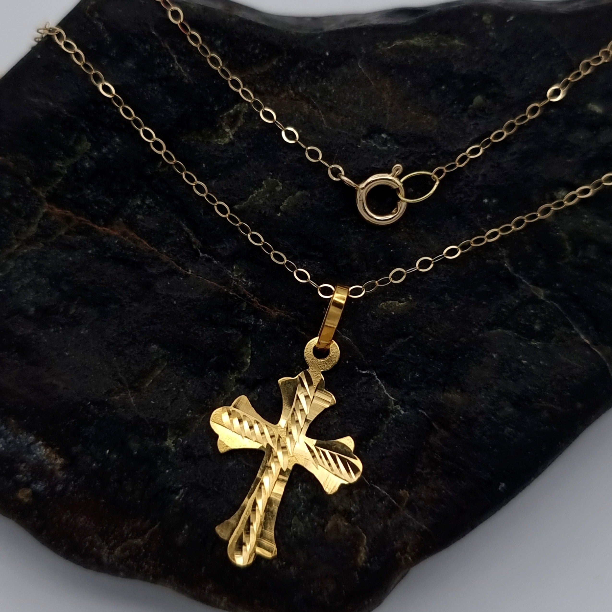 18K Pure Gold Cross Necklace