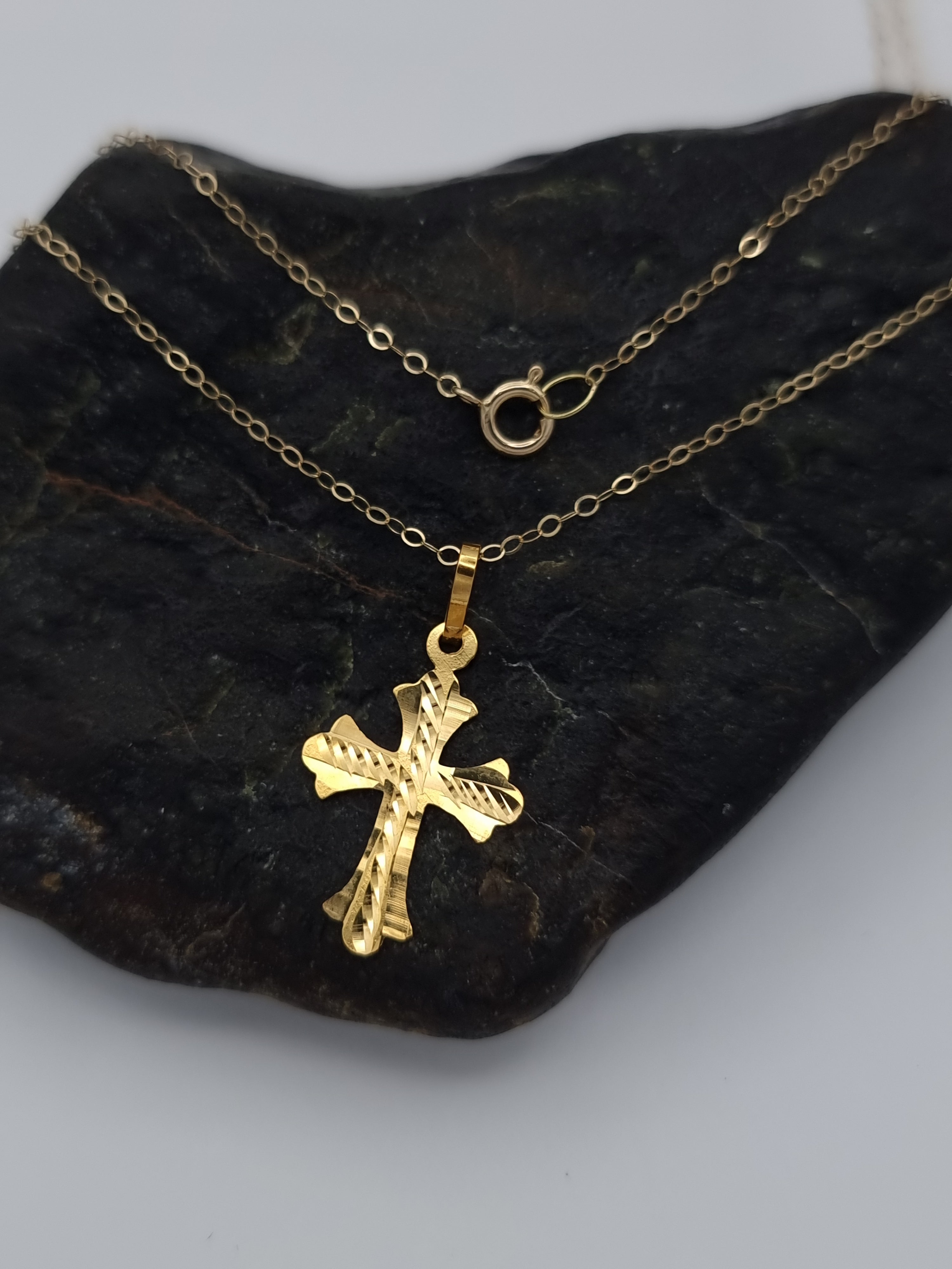 18K Pure Gold Cross Necklace