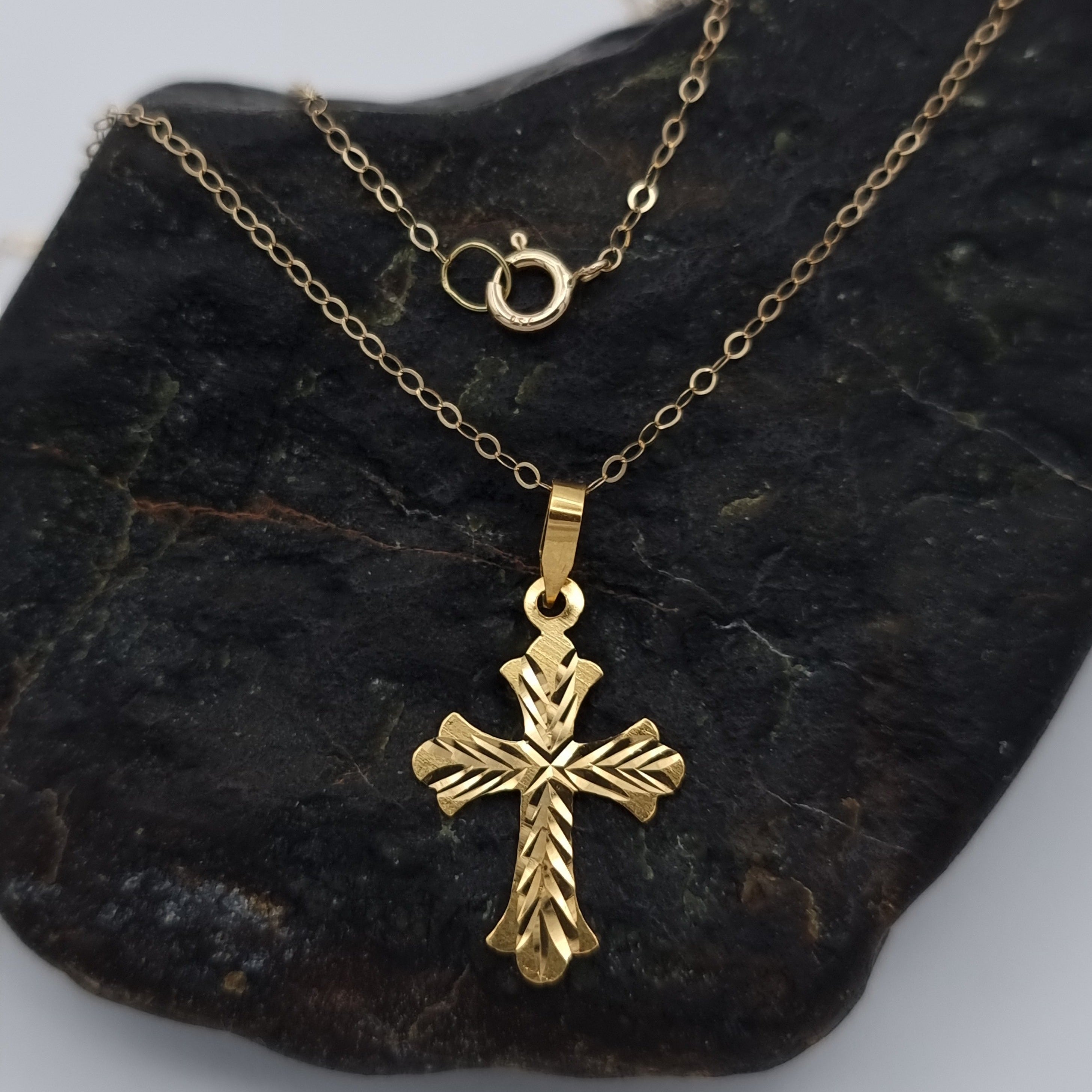 18K Pure Gold Cross Necklace