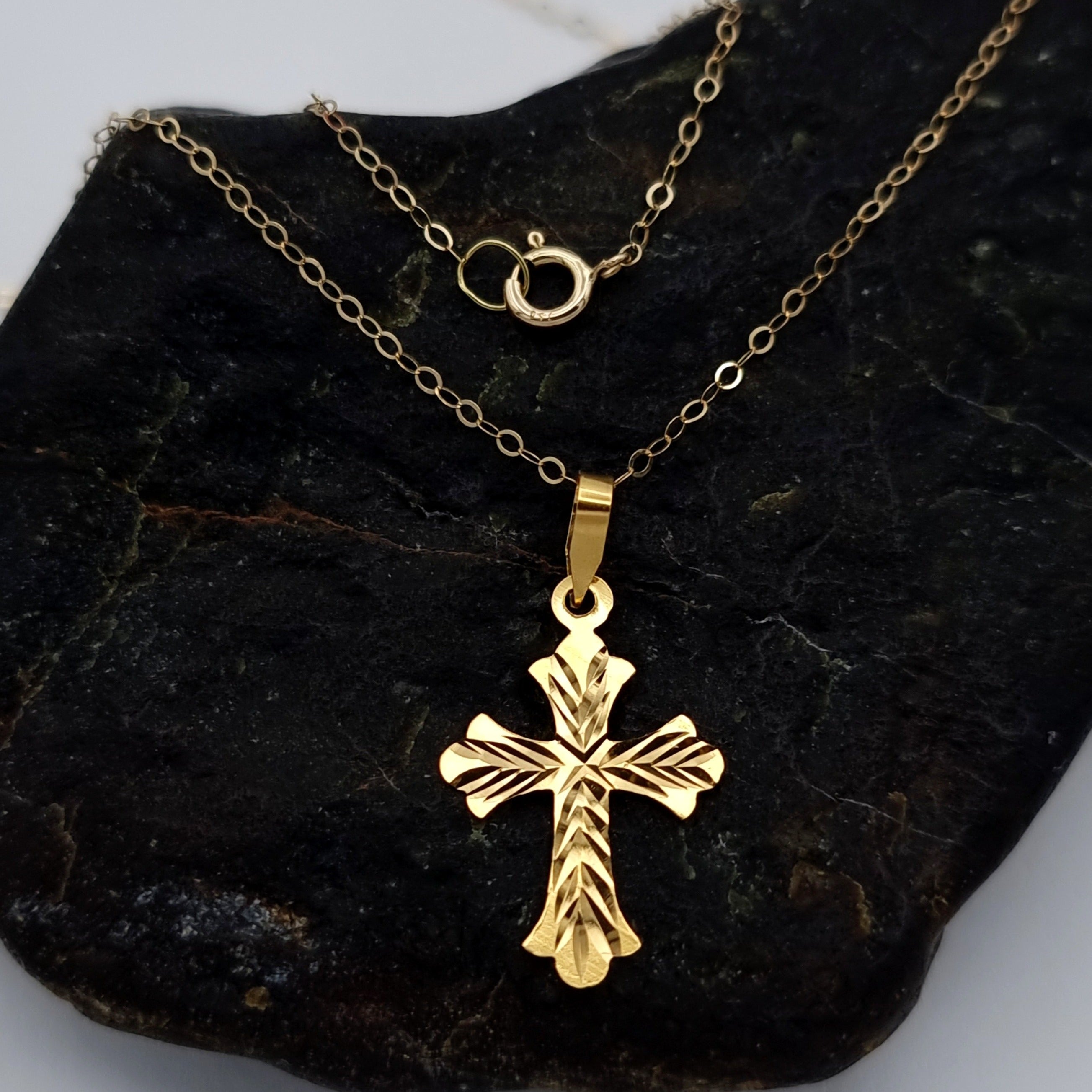 18K Pure Gold Cross Necklace