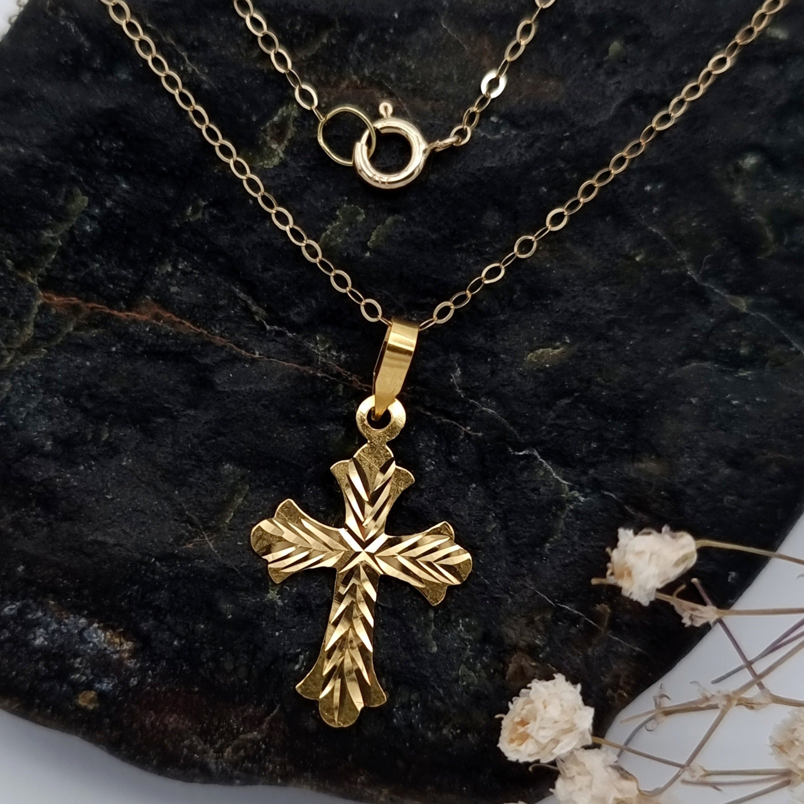 18K Pure Gold Cross Necklace