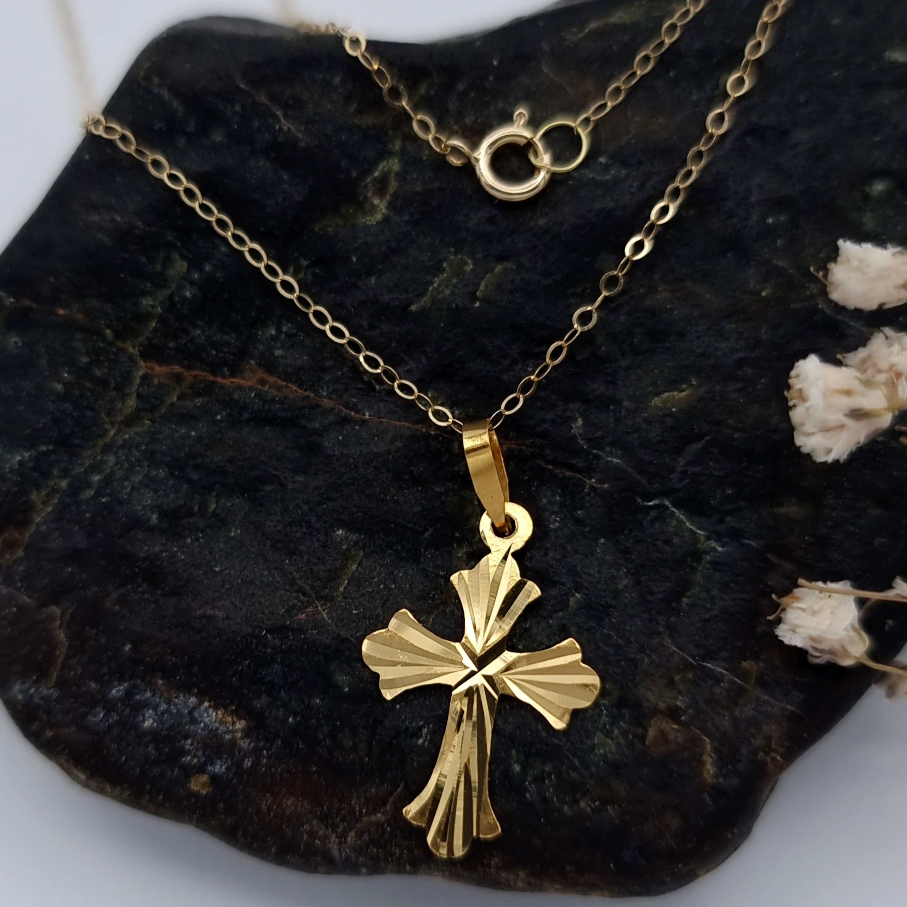 18K Pure Gold Cross Necklace