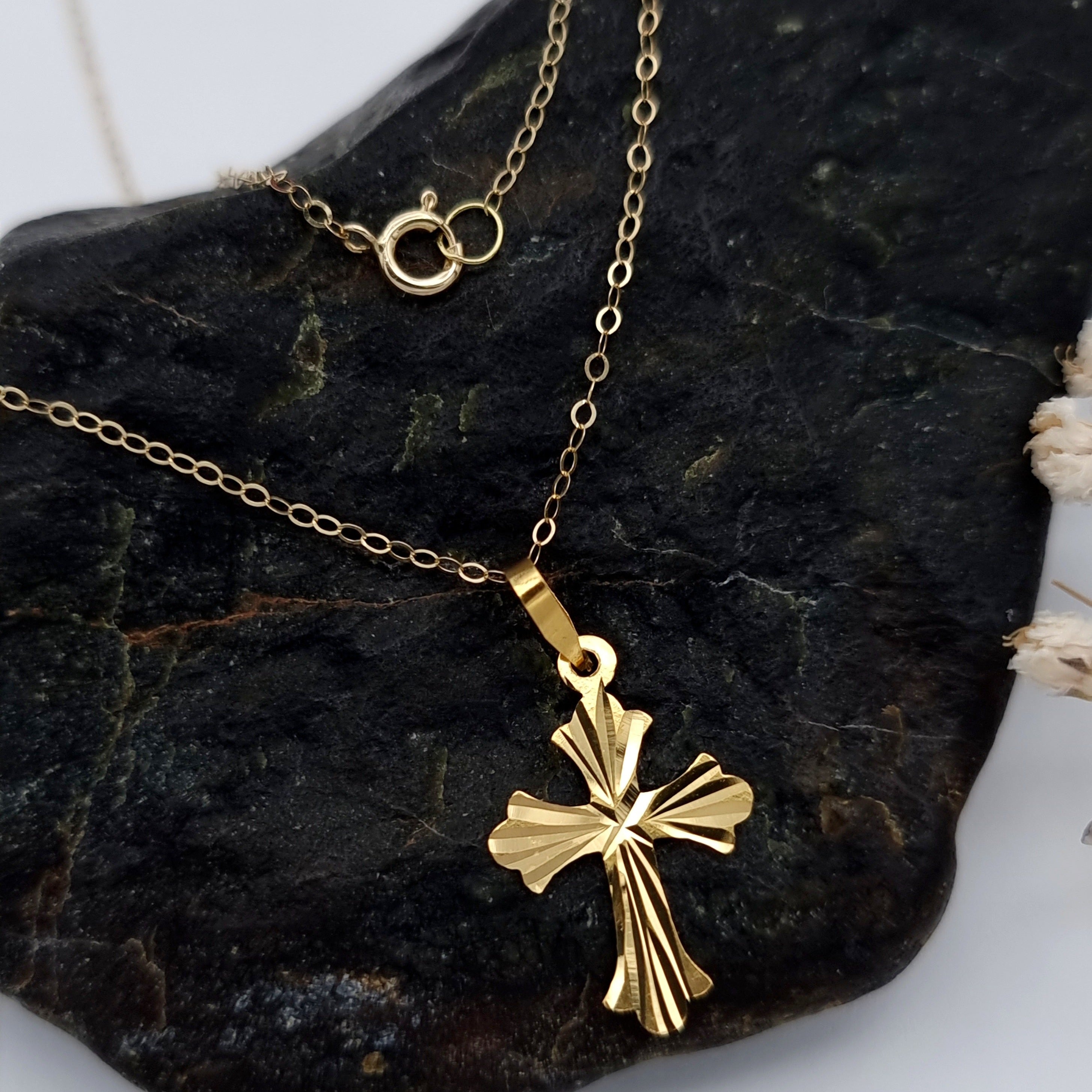 18K Pure Gold Cross Necklace