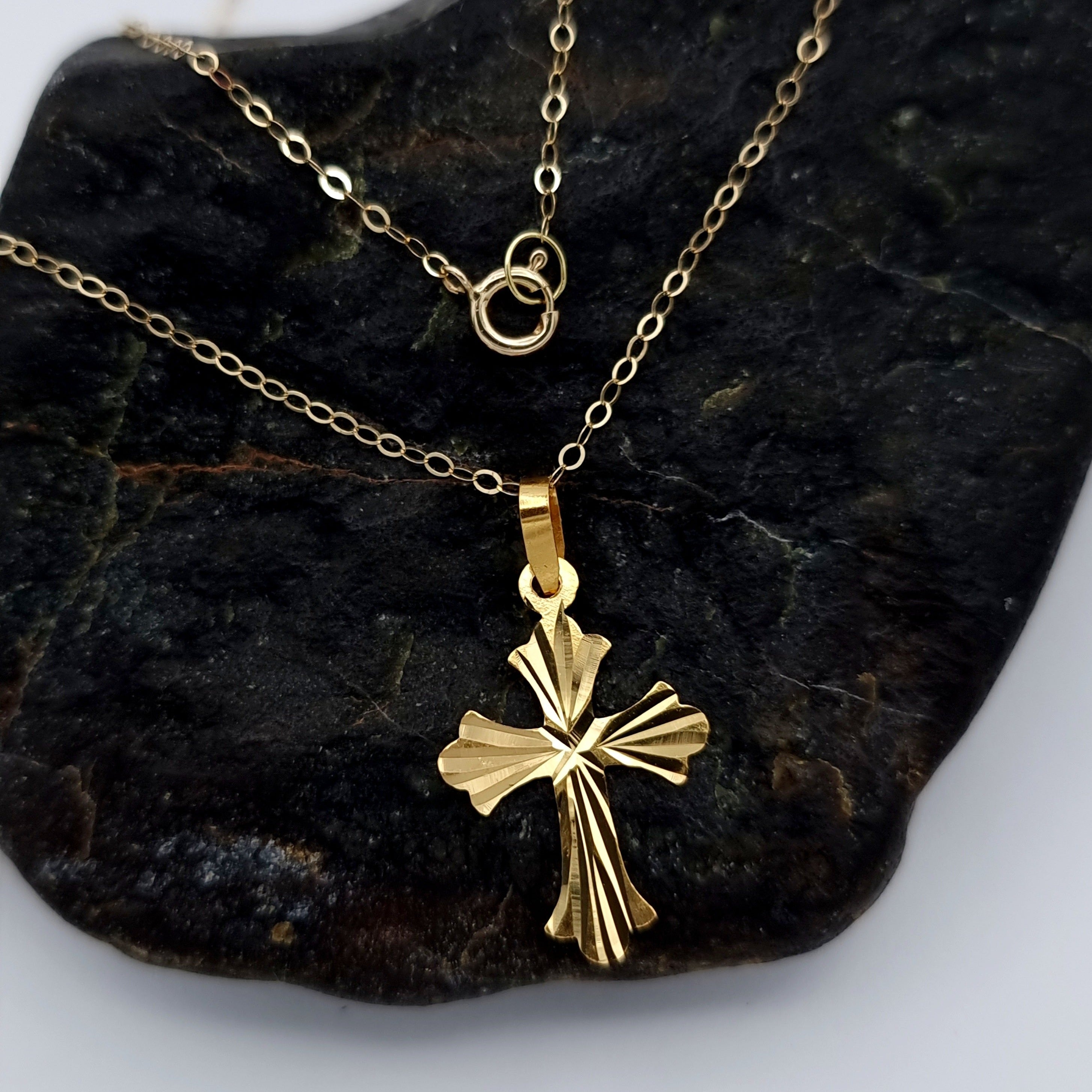 18K Pure Gold Cross Necklace