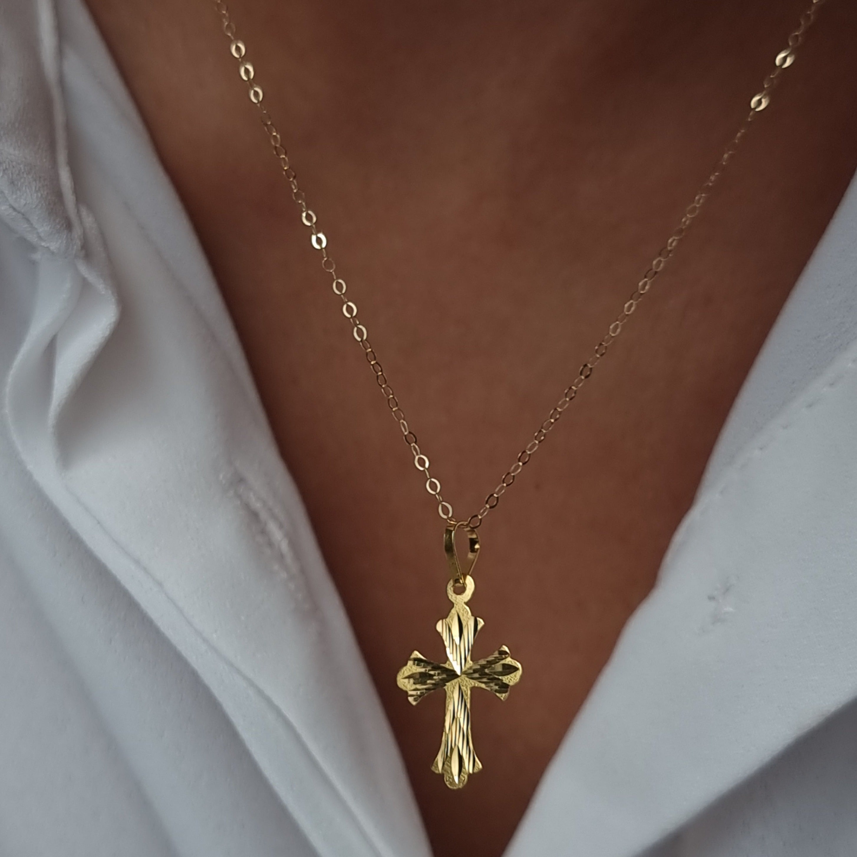 18K Pure Gold Cross Necklace