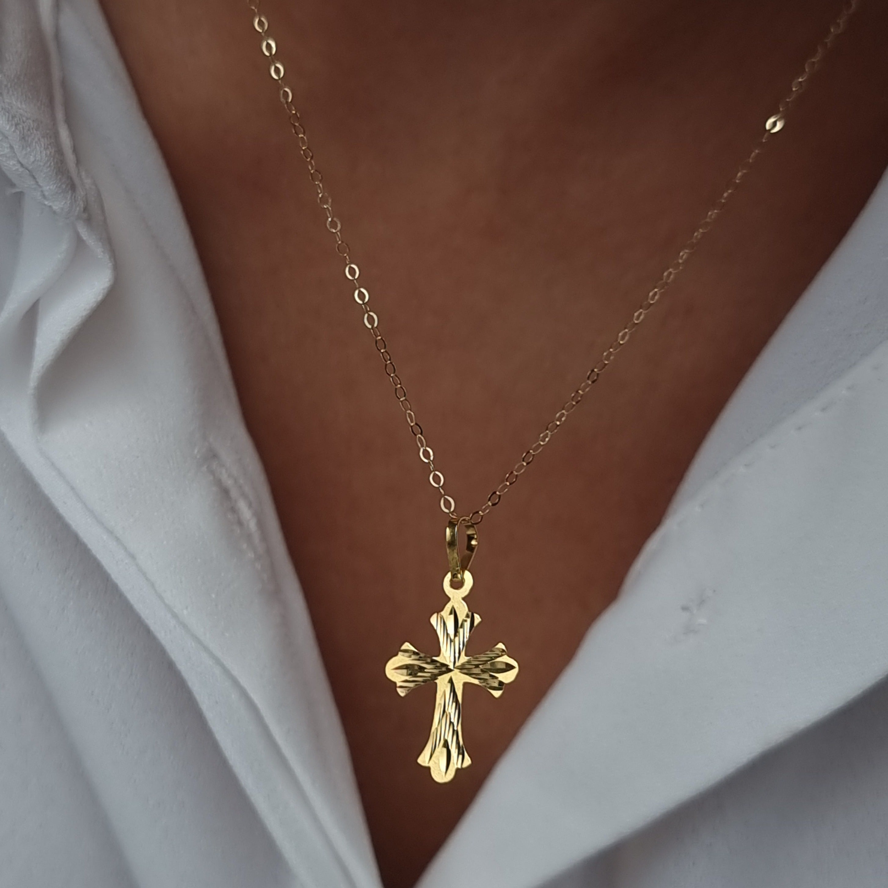 18K Pure Gold Cross Necklace