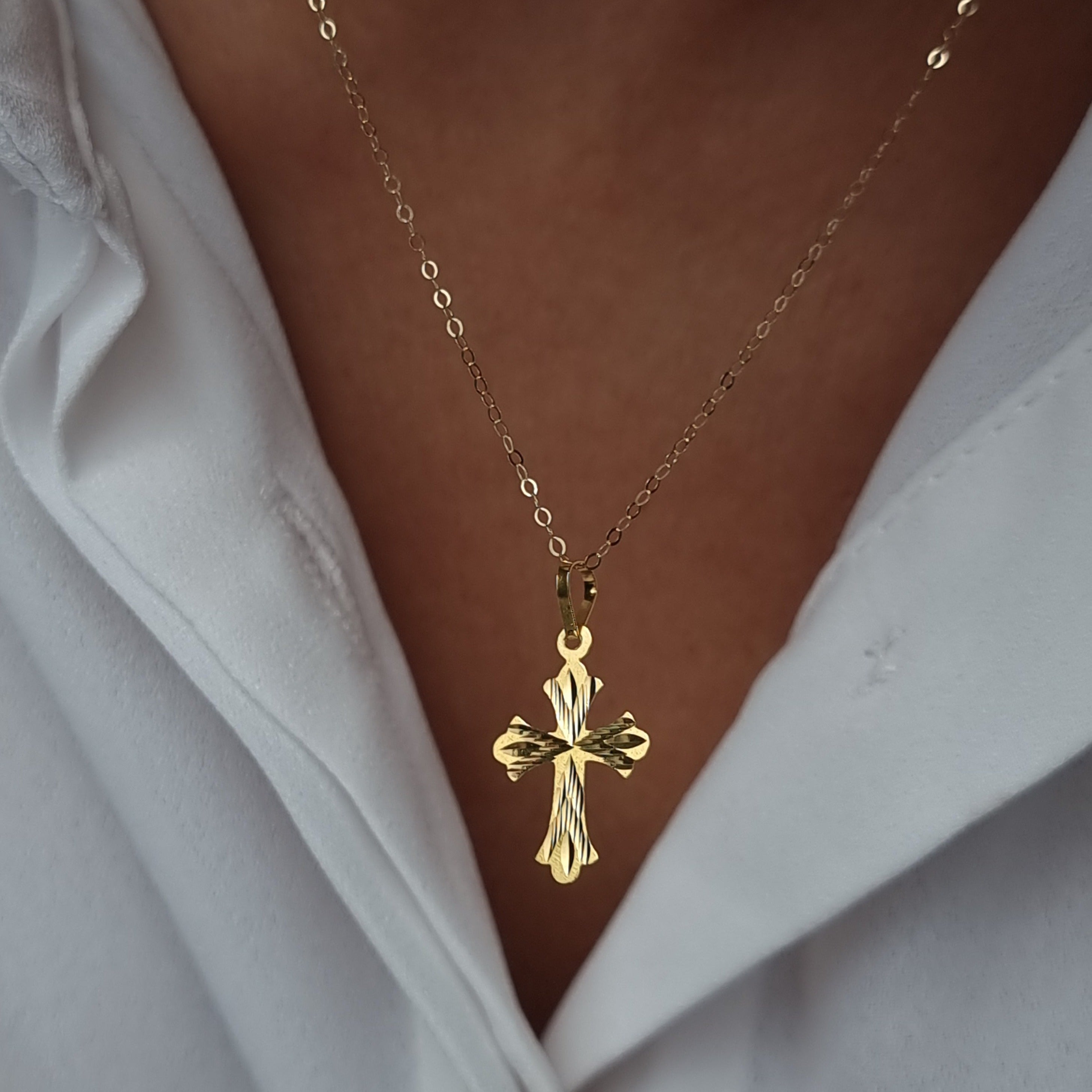 18K Pure Gold Cross Necklace