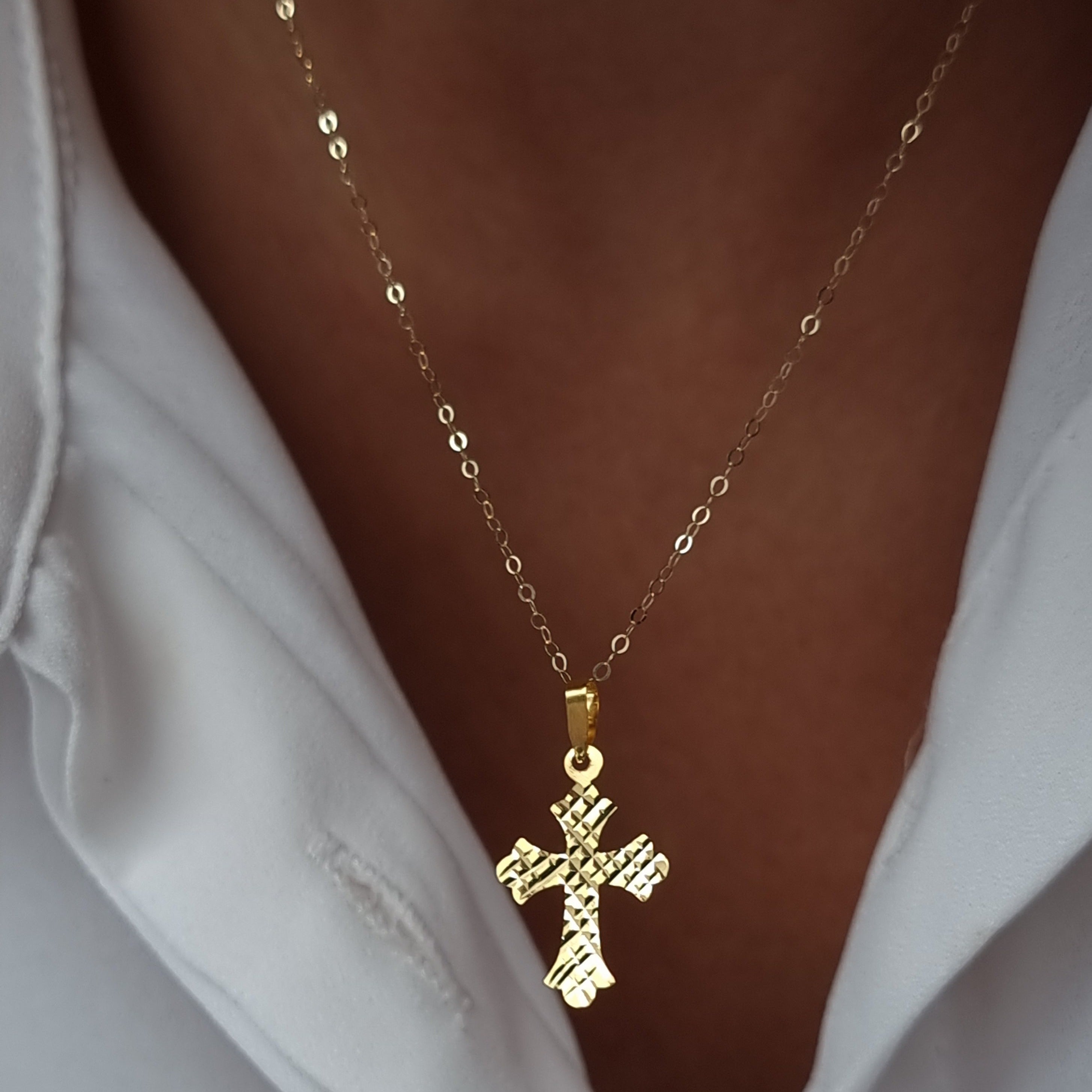 18K Pure Gold Cross Necklace