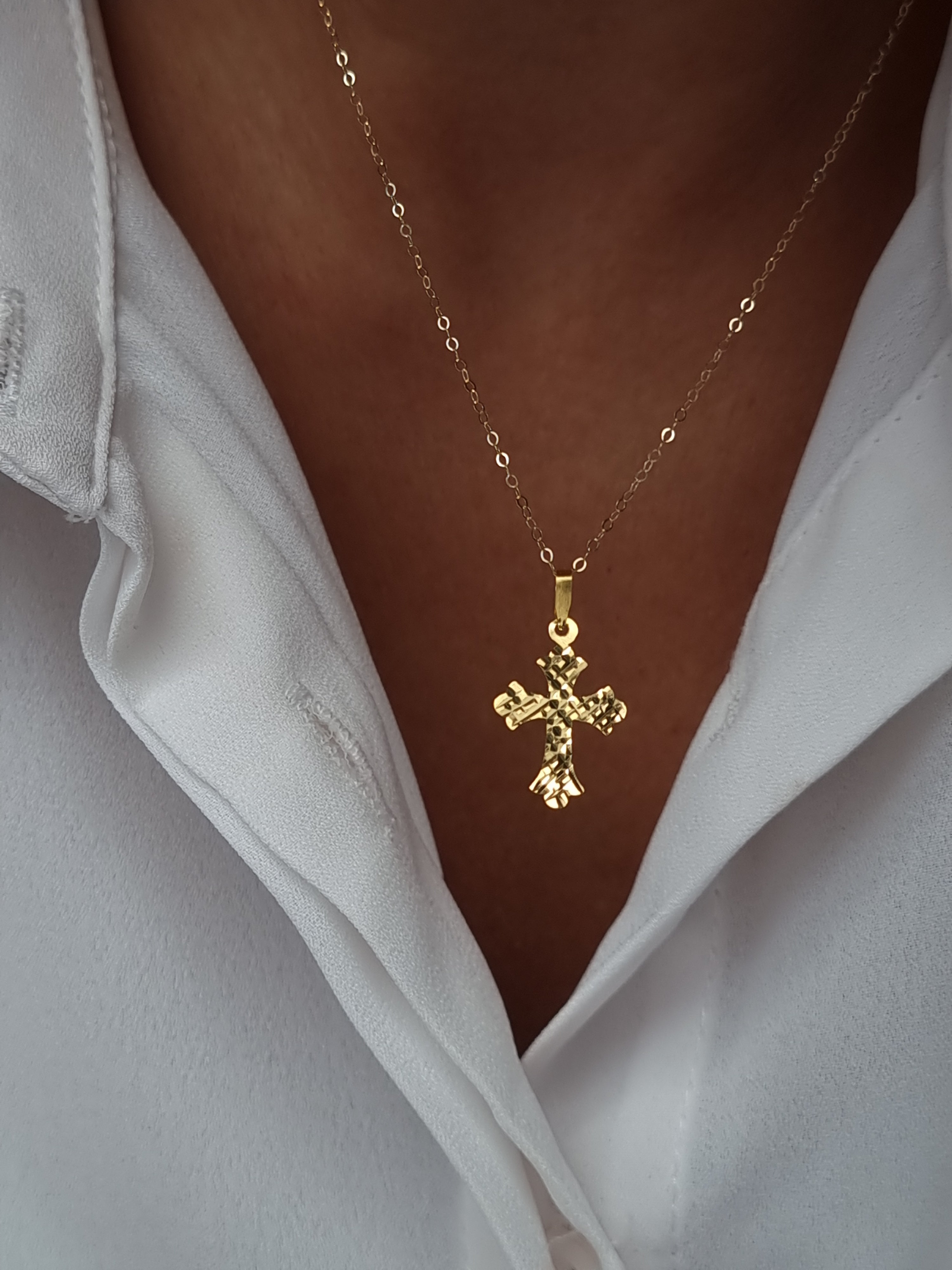 18K Pure Gold Cross Necklace