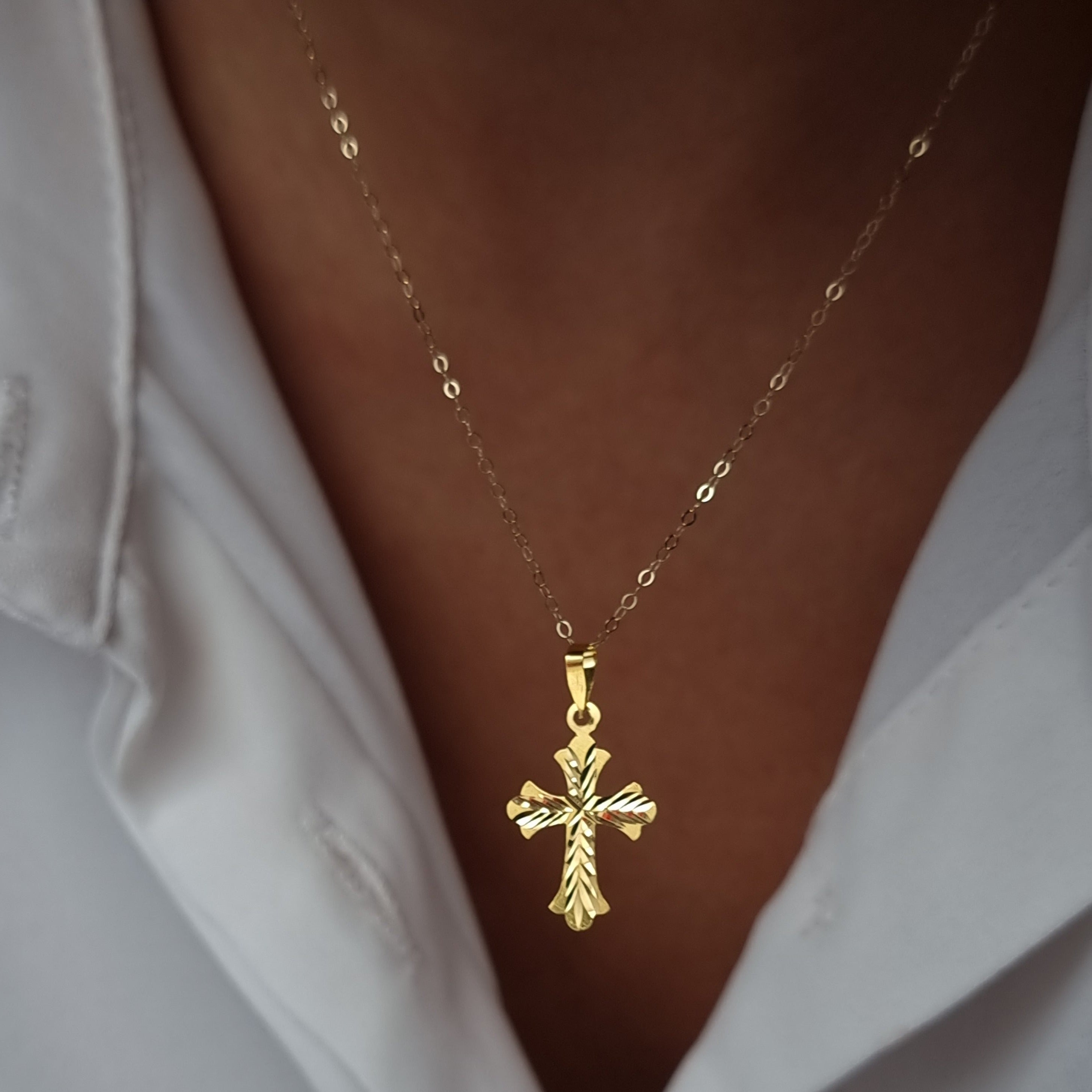 18K Pure Gold Cross Necklace