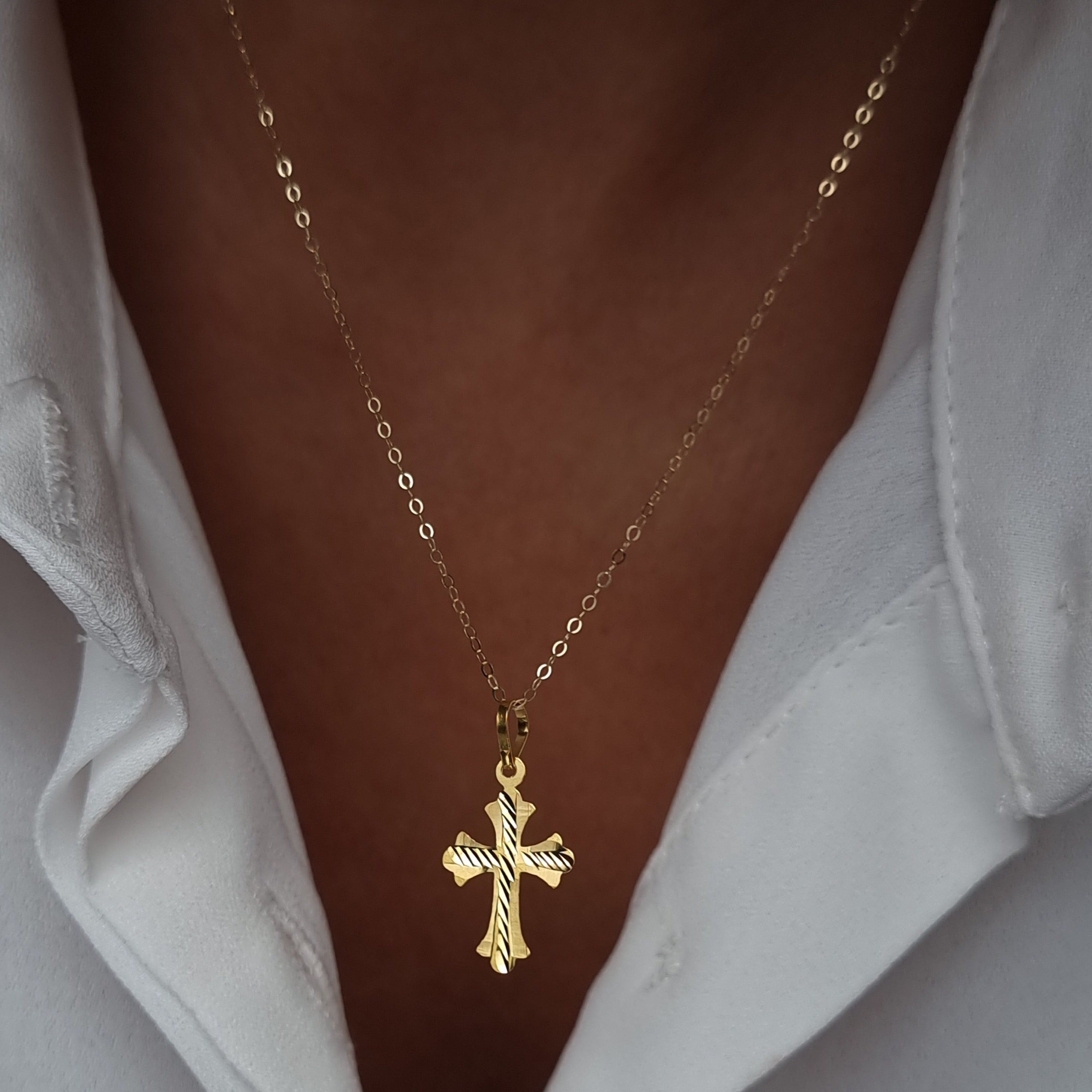 18K Pure Gold Cross Necklace