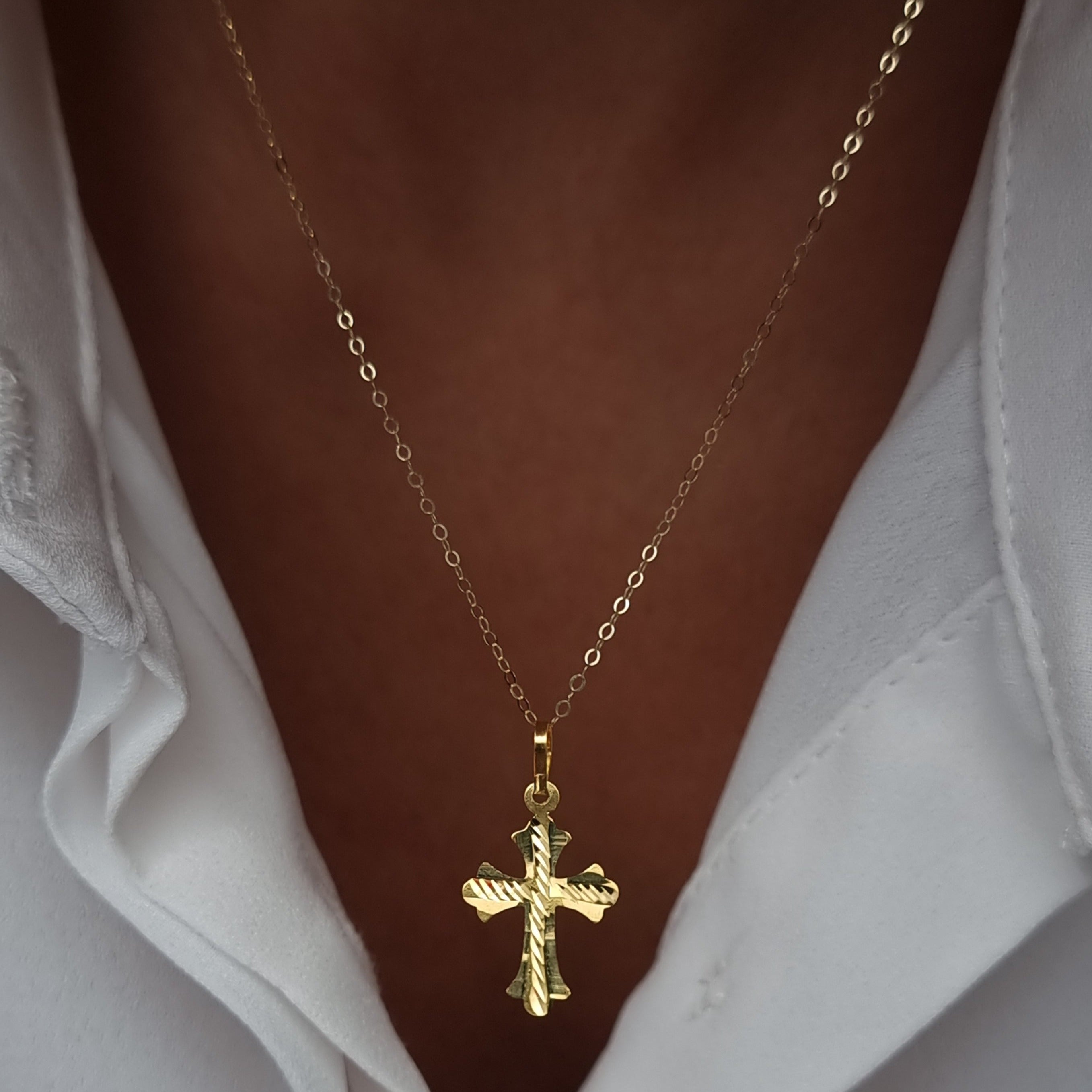 18K Pure Gold Cross Necklace