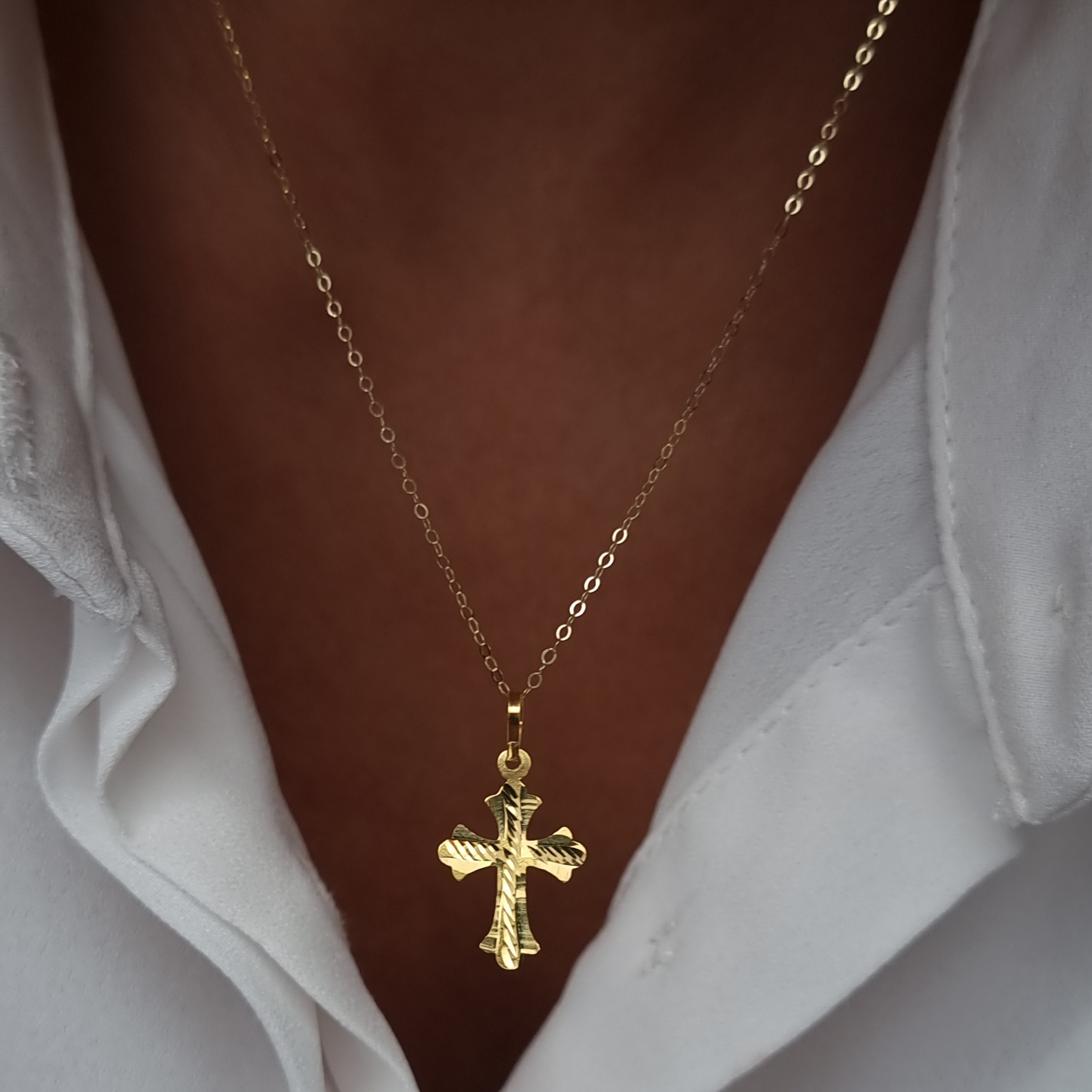 18K Pure Gold Cross Necklace