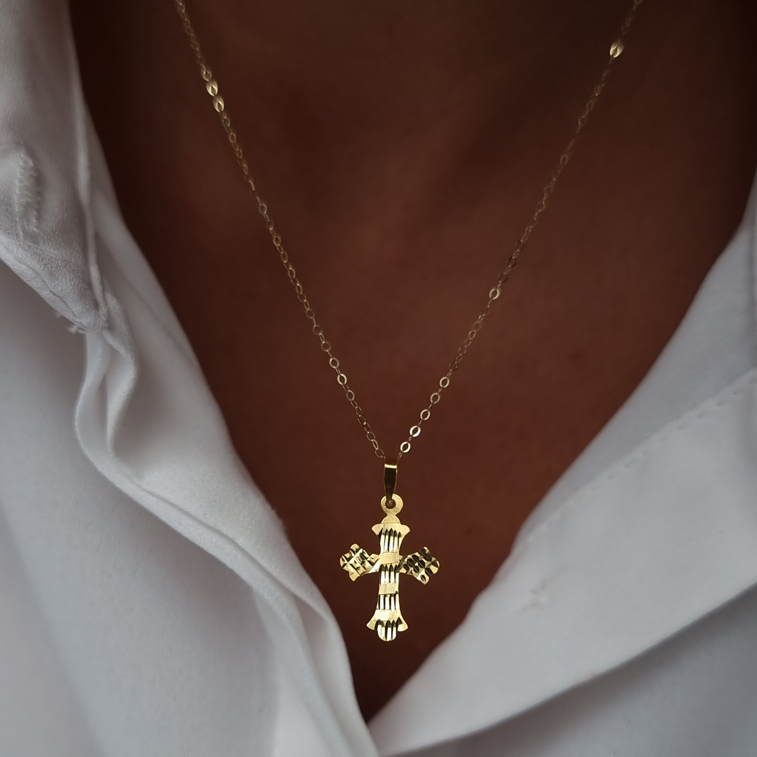 18K Pure Gold Cross Necklace