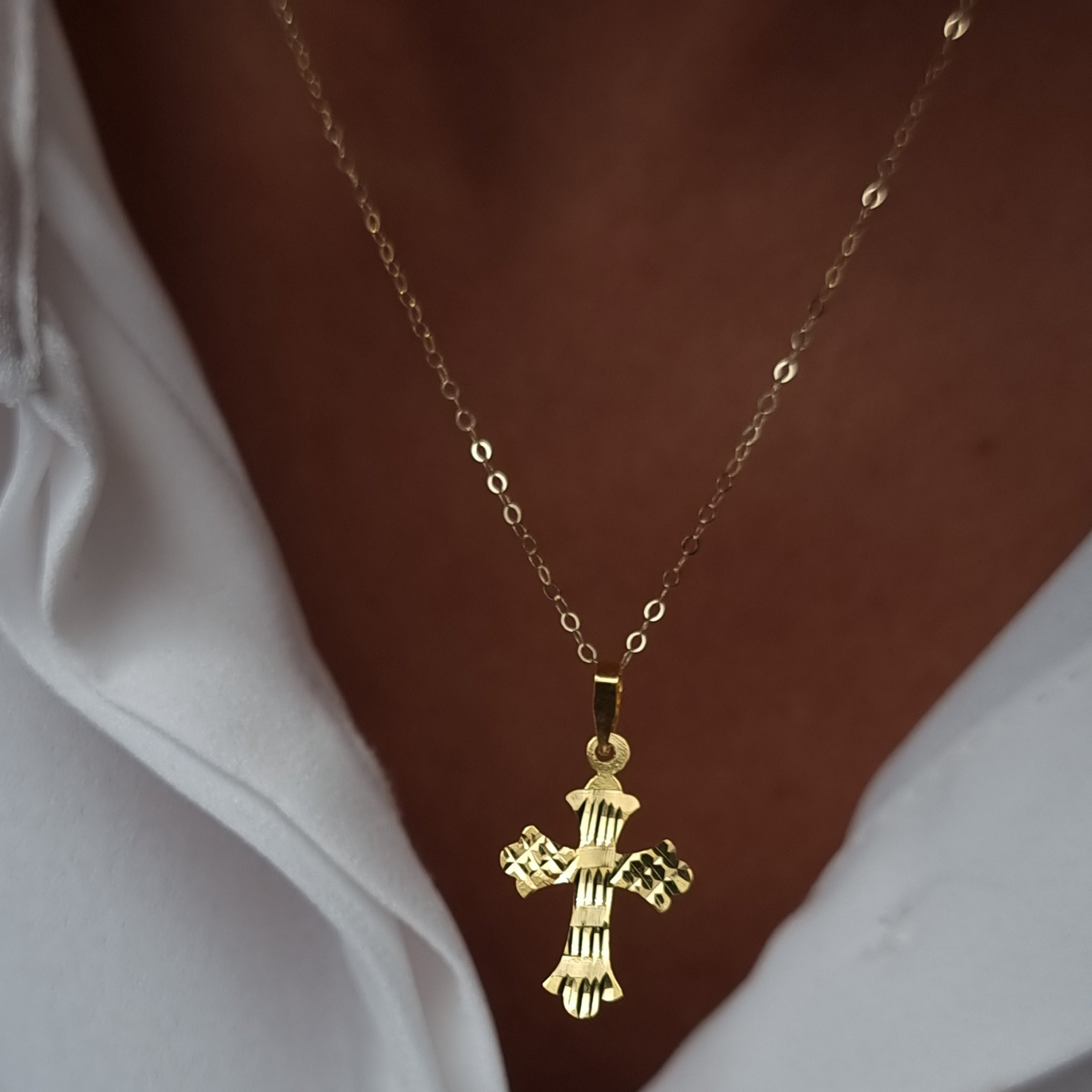 18K Pure Gold Cross Necklace