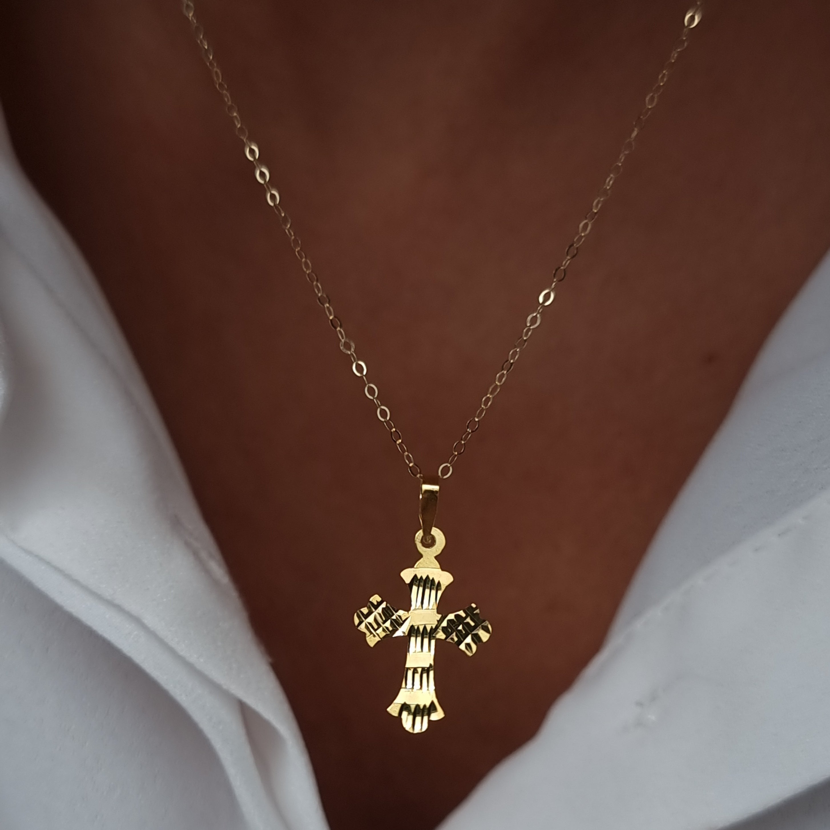 18K Pure Gold Cross Necklace