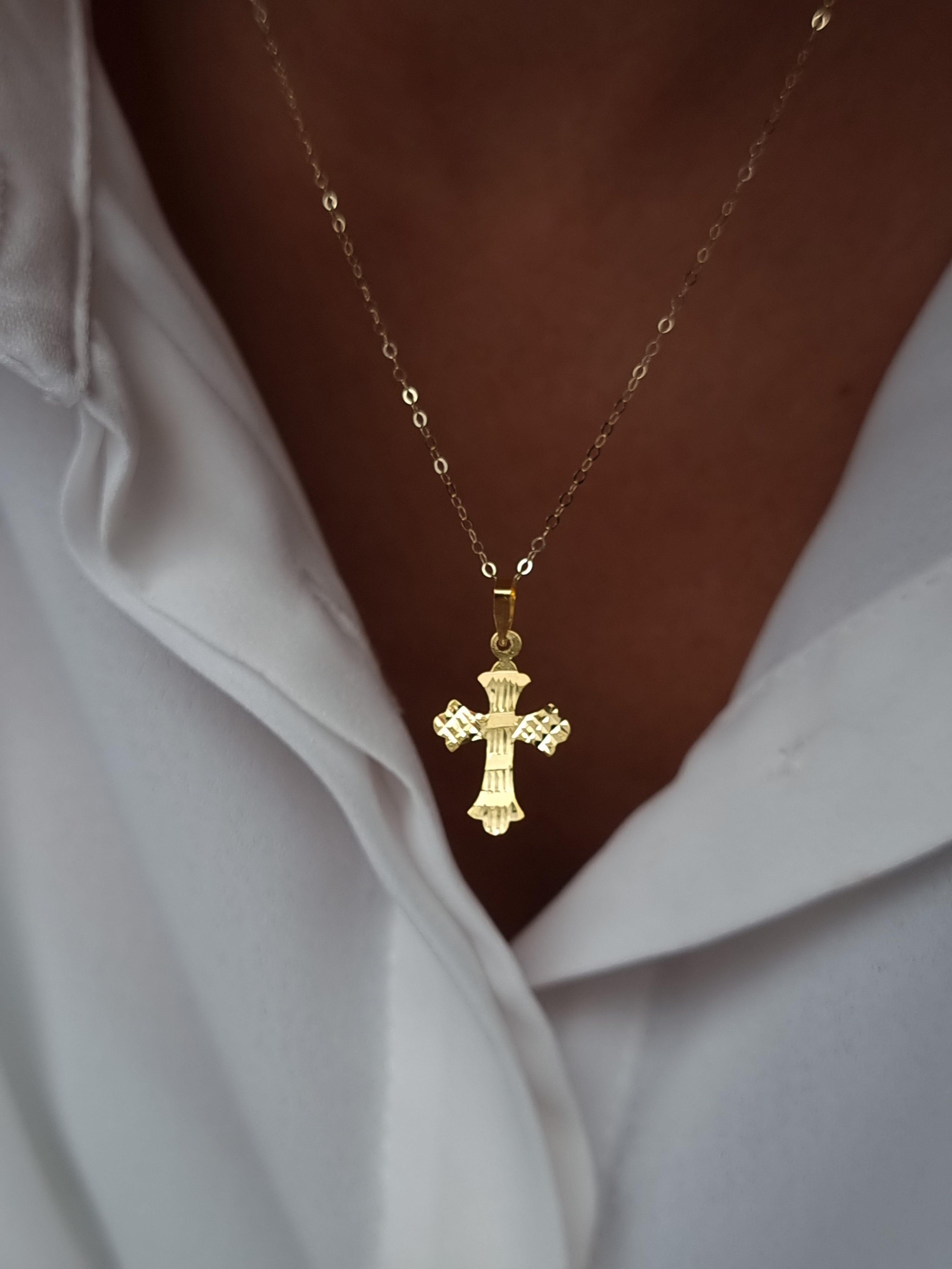 18K Pure Gold Cross Necklace