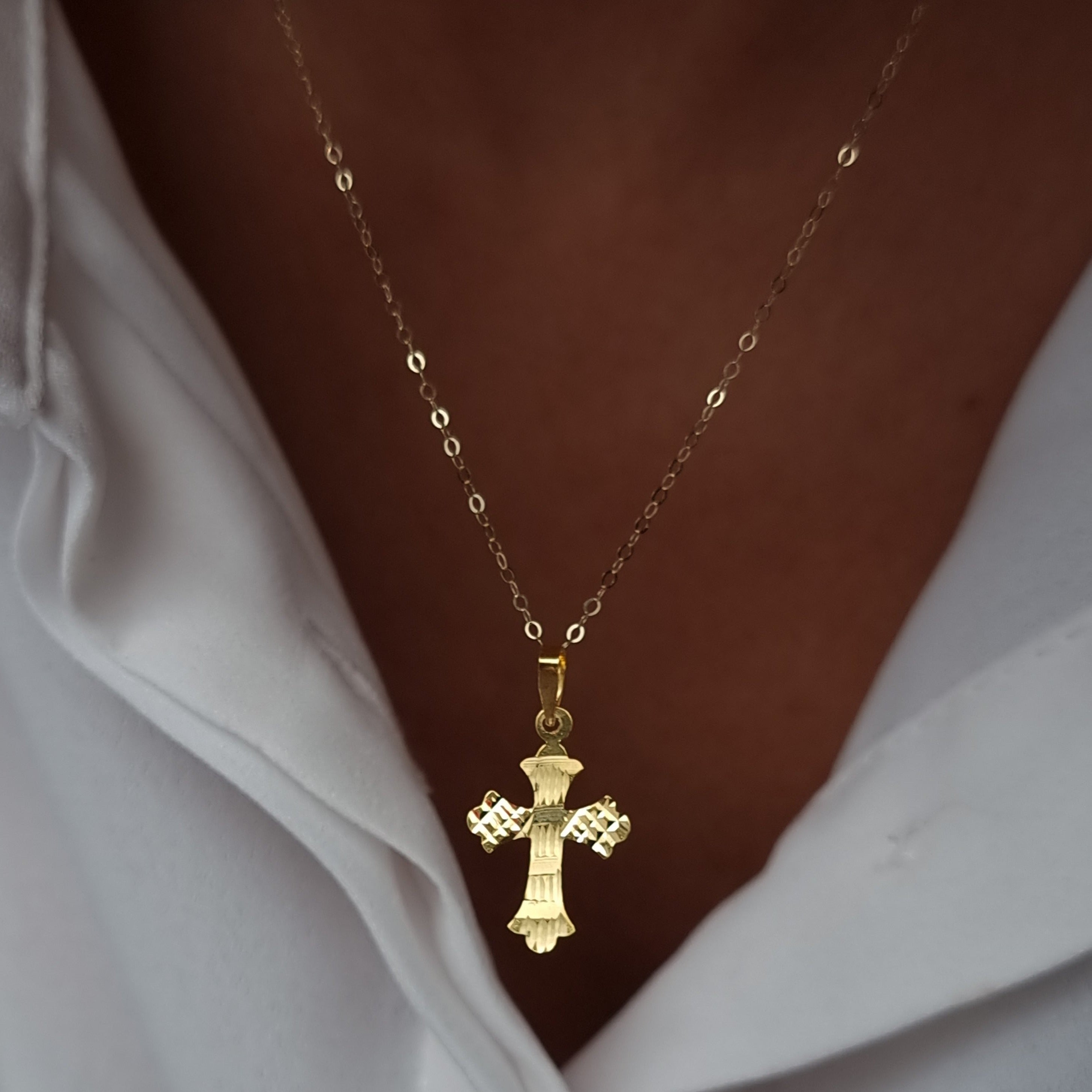 18K Pure Gold Cross Necklace