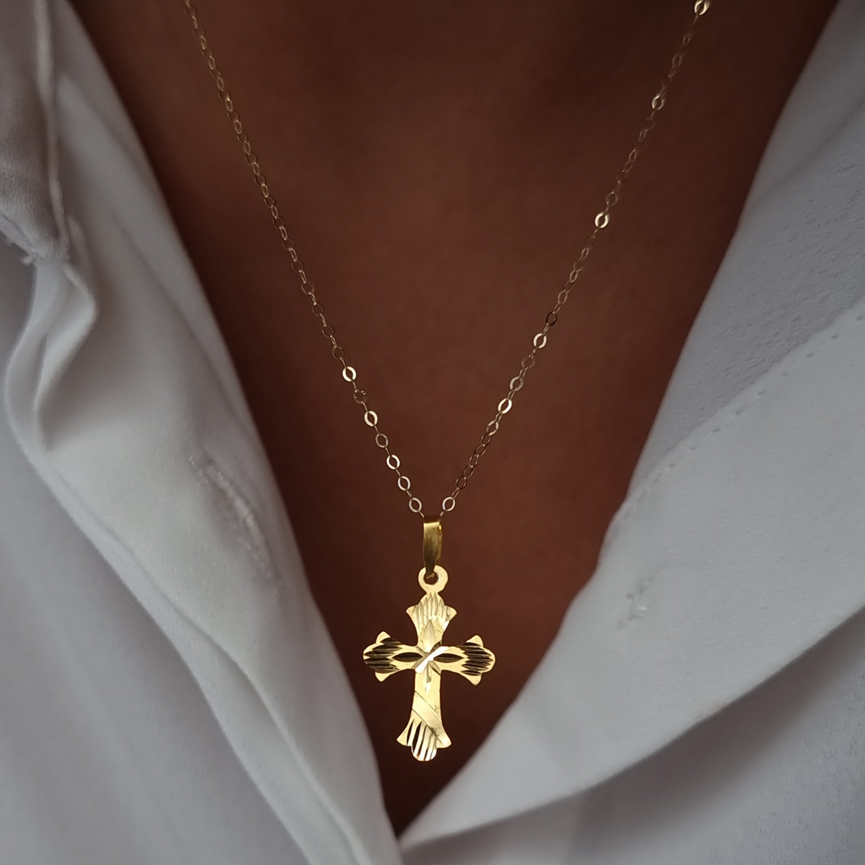 18K Pure Gold Cross Necklace