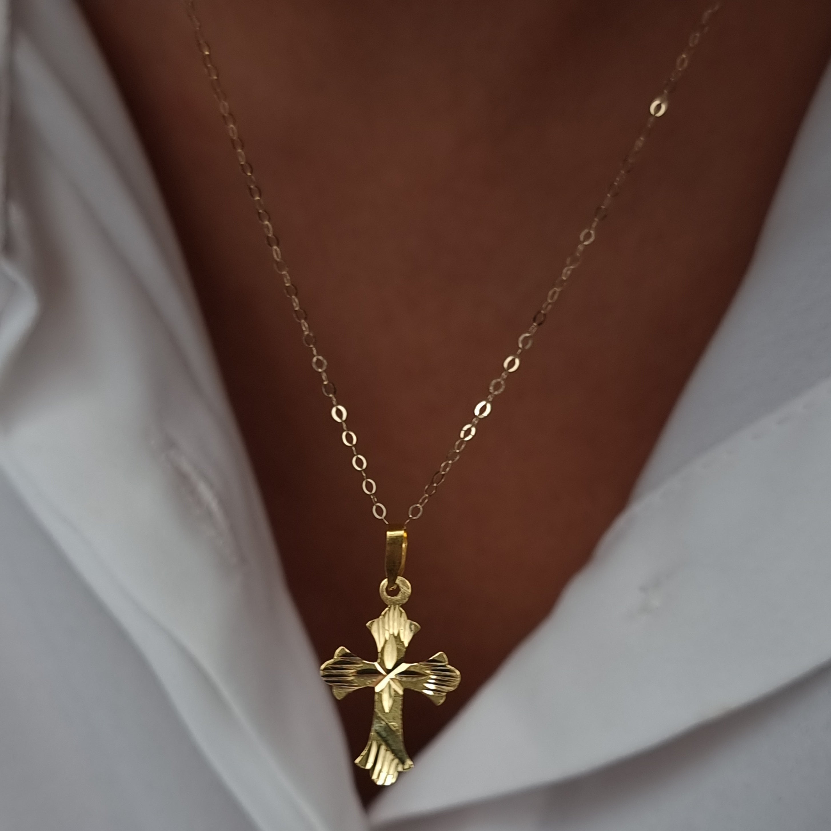 18K Pure Gold Cross Necklace