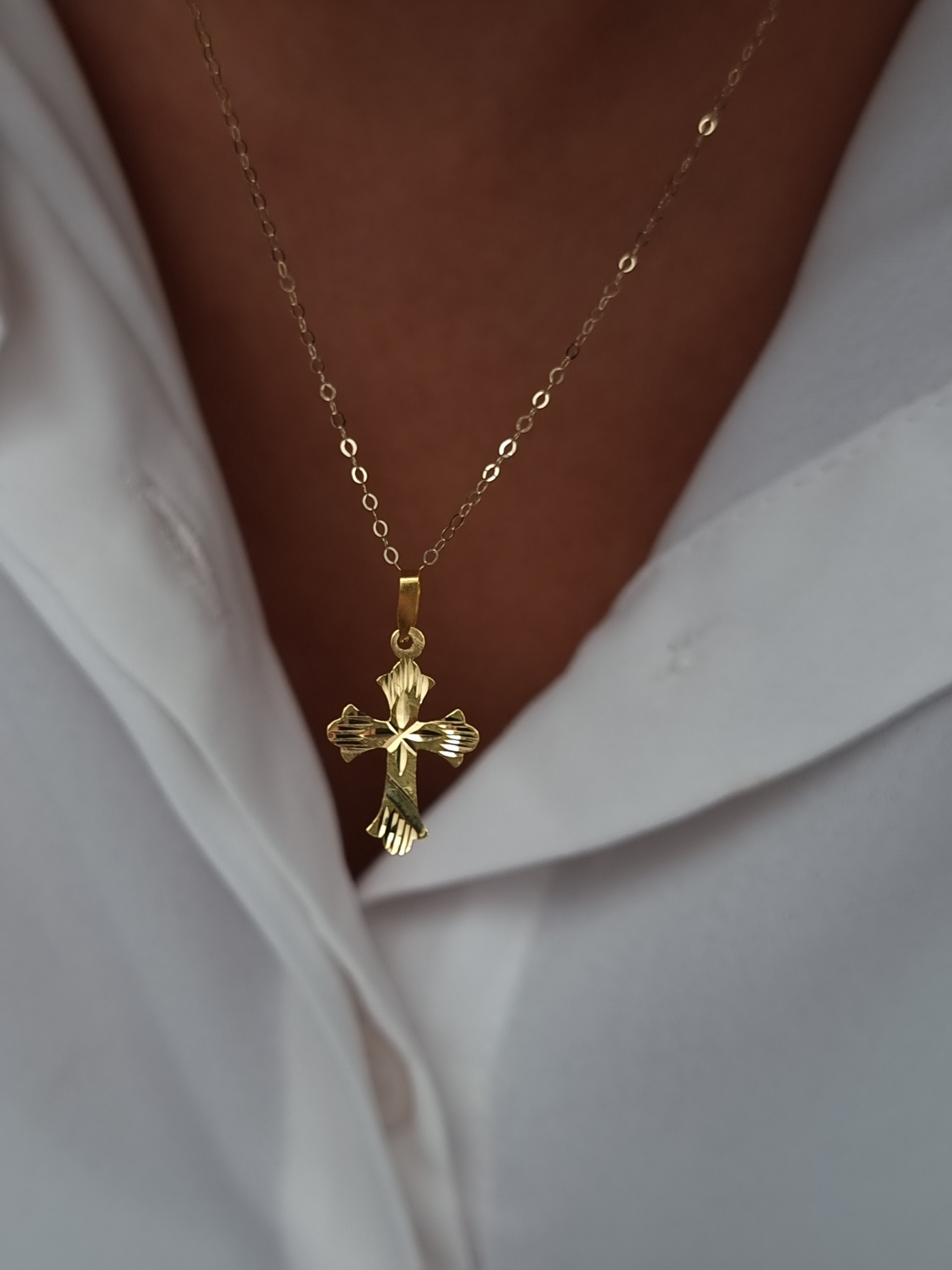 18K Pure Gold Cross Necklace