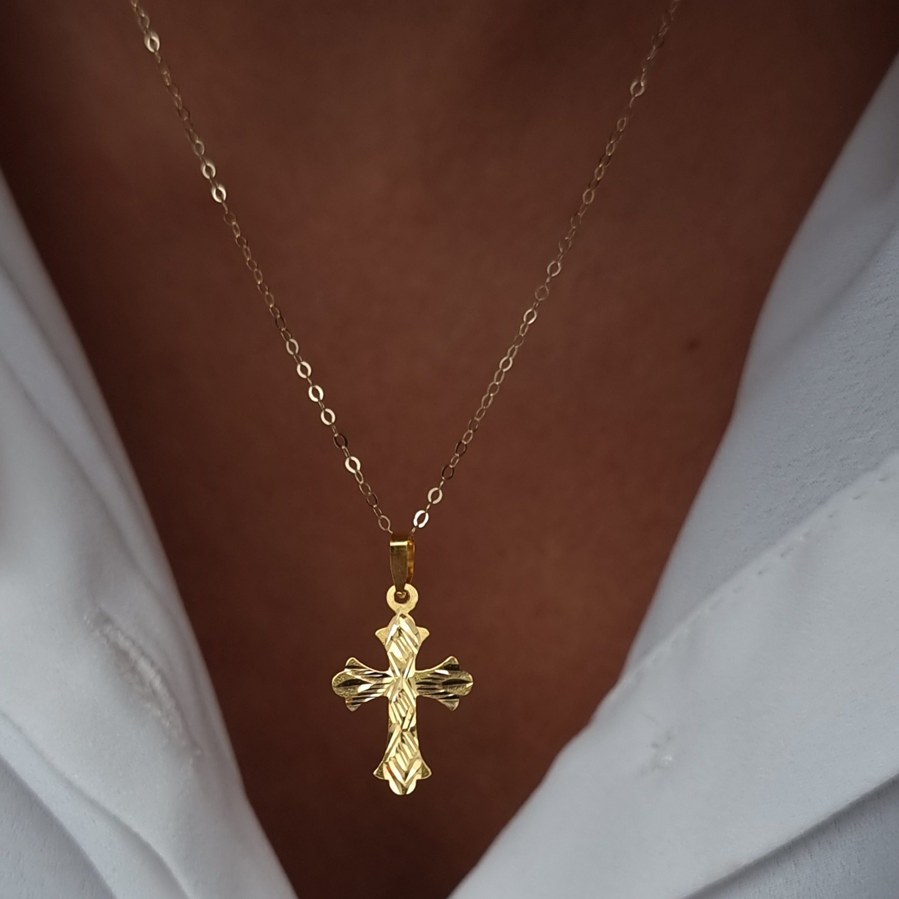 18K Pure Gold Cross Necklace