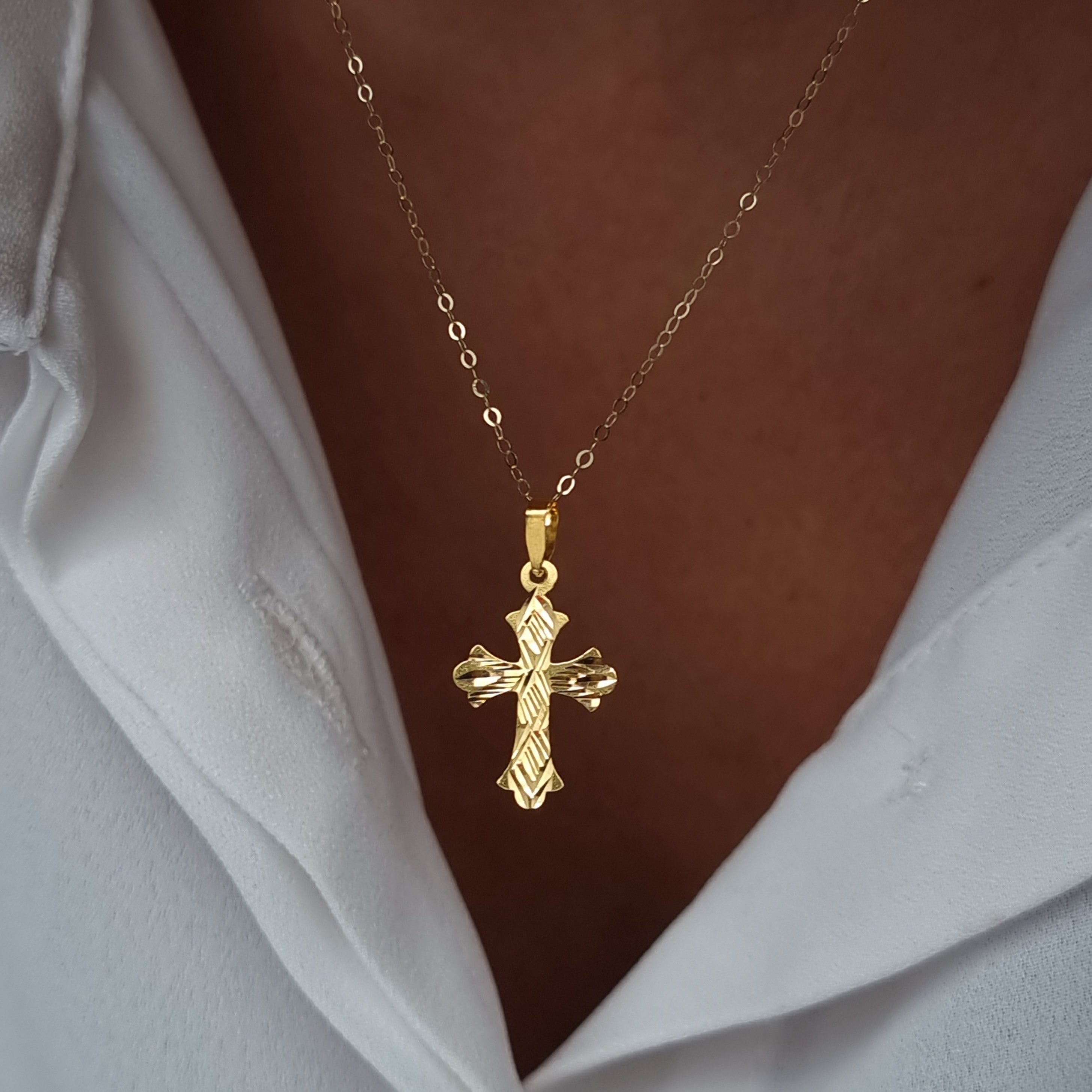 18K Pure Gold Cross Necklace